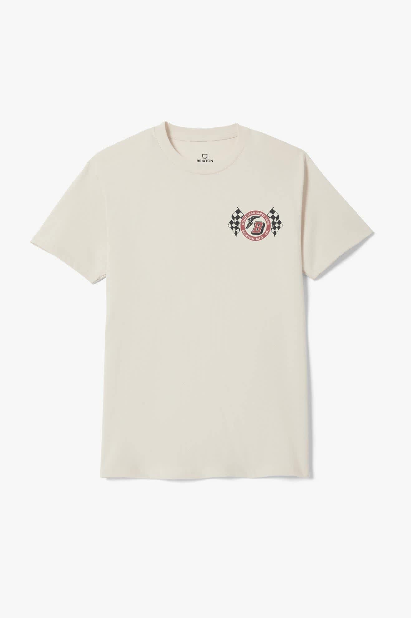 brixton-goodyear-speedway-t-shirt-cream-baumwolle-print image 1