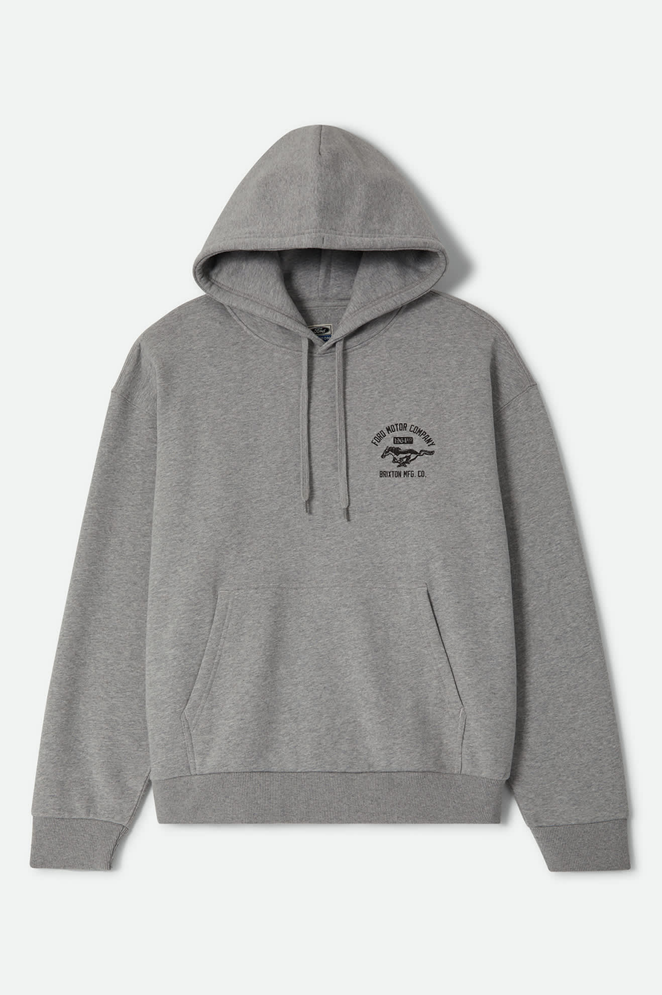 brixton-ford-mustang-hood-kapuzenpullover-grau-360gsm image 1