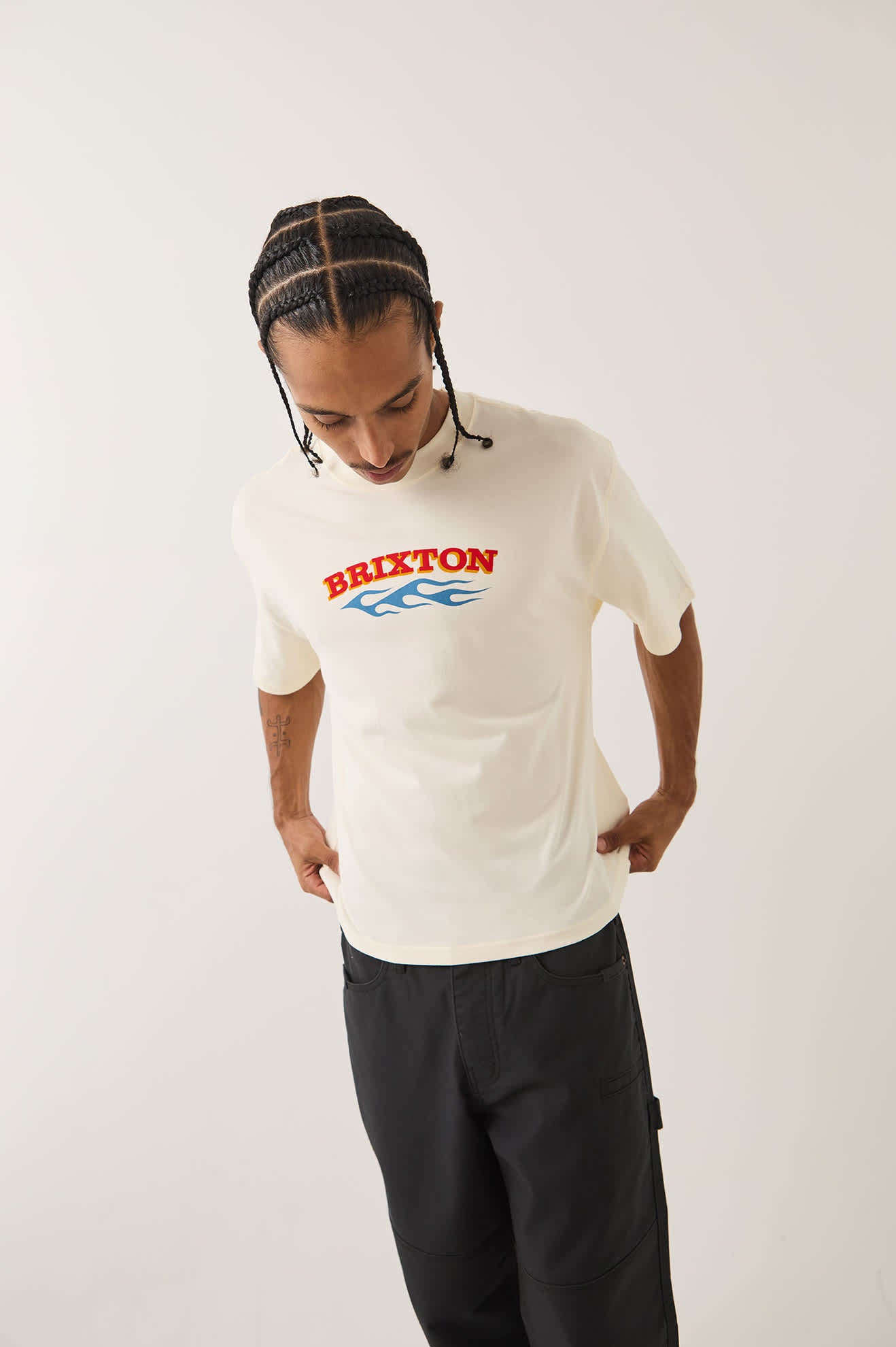brixton-clifton-boxed-crop-t-shirt-cream-cropped-baumwolle image 5