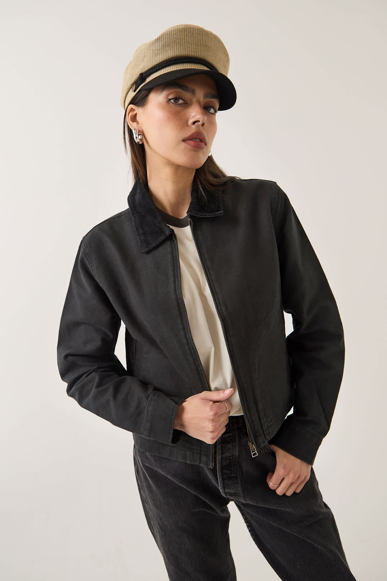 brixton-mechanics-garage-zip-jacke-damen-schwarz-canvas image 5