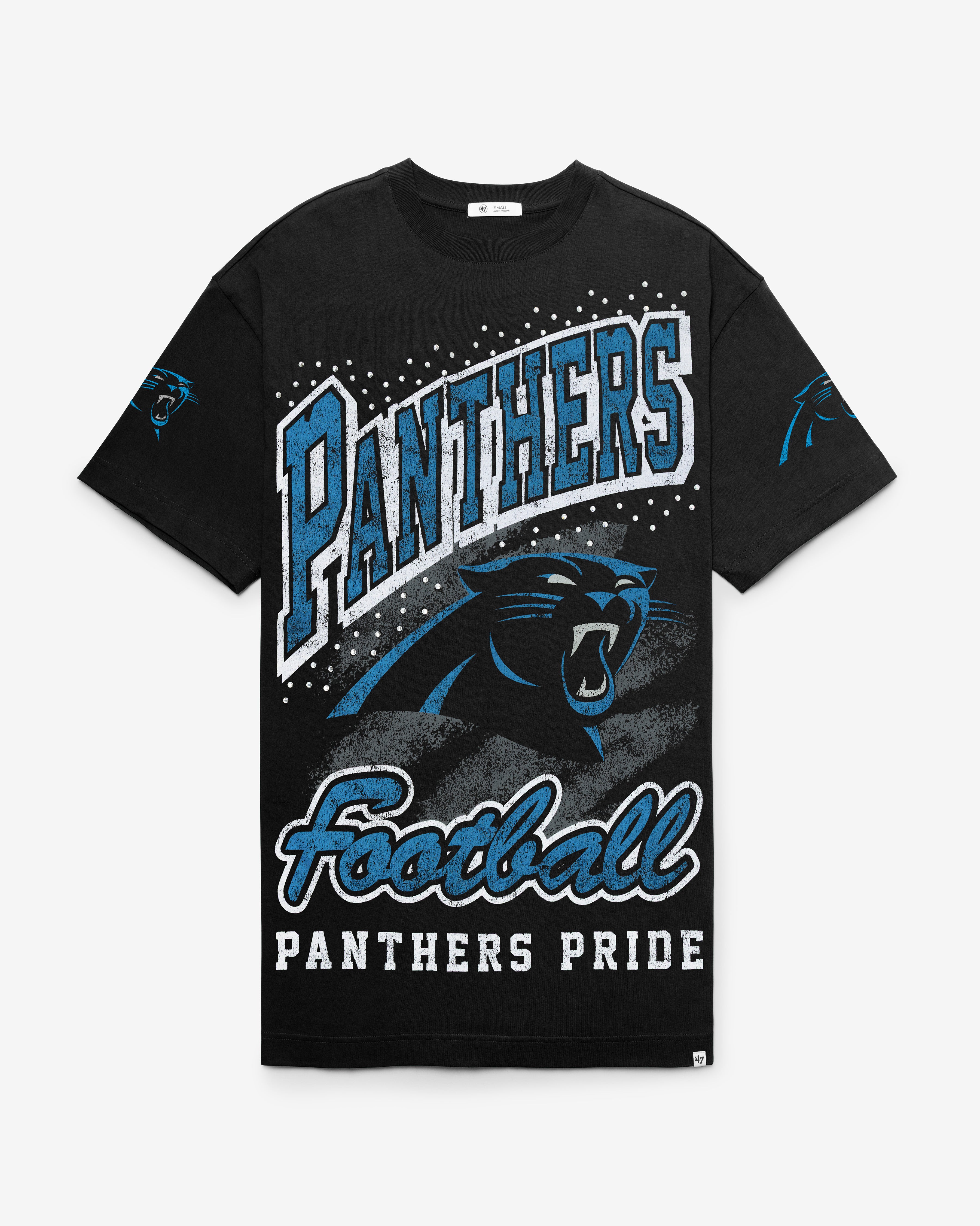 47-foundation-panthers-t-shirt-kleid-schwarz-strass-damen image 1