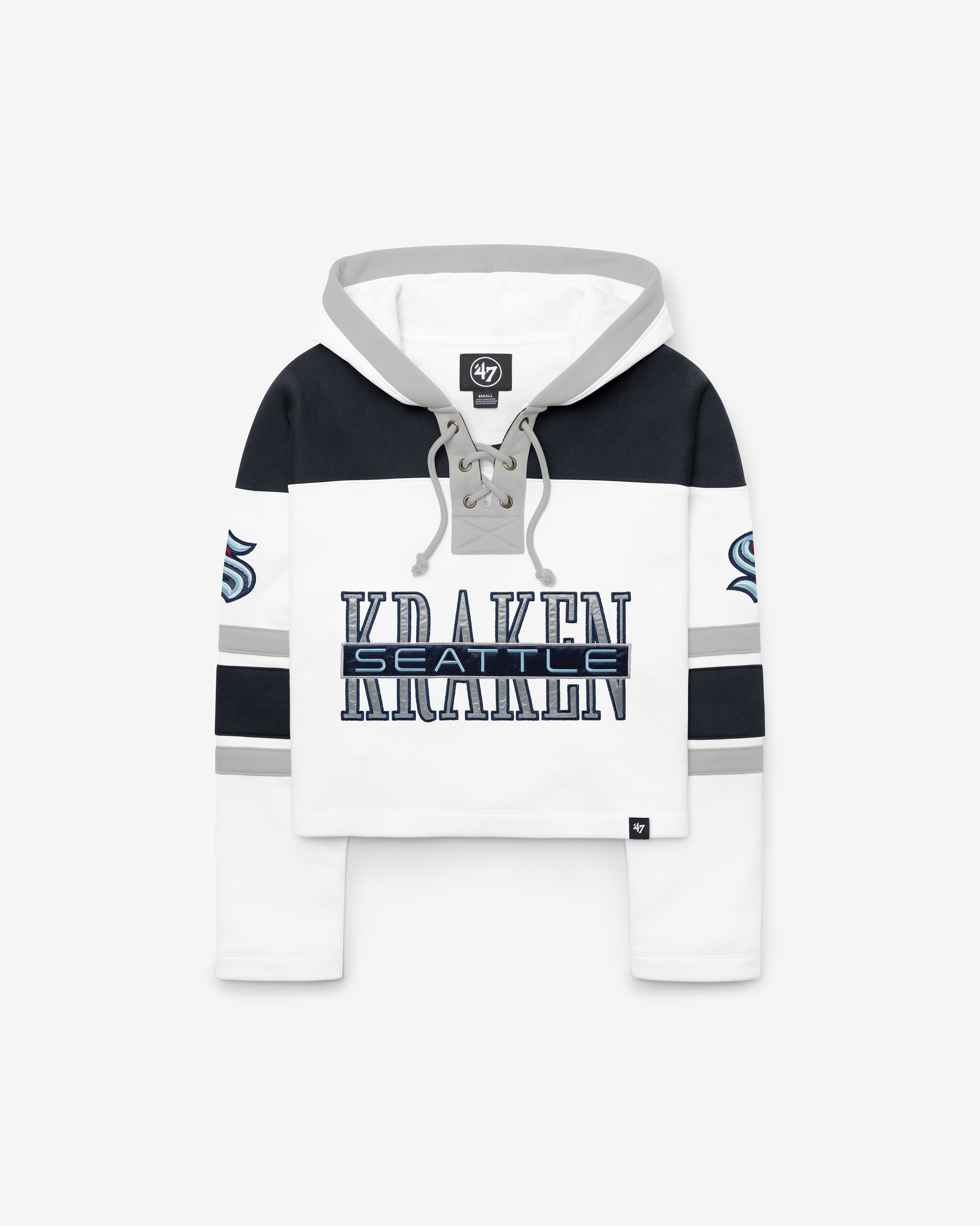 47-brand-lacer-seattle-kraken-hoodie-damen-white-wash-cropped image 1