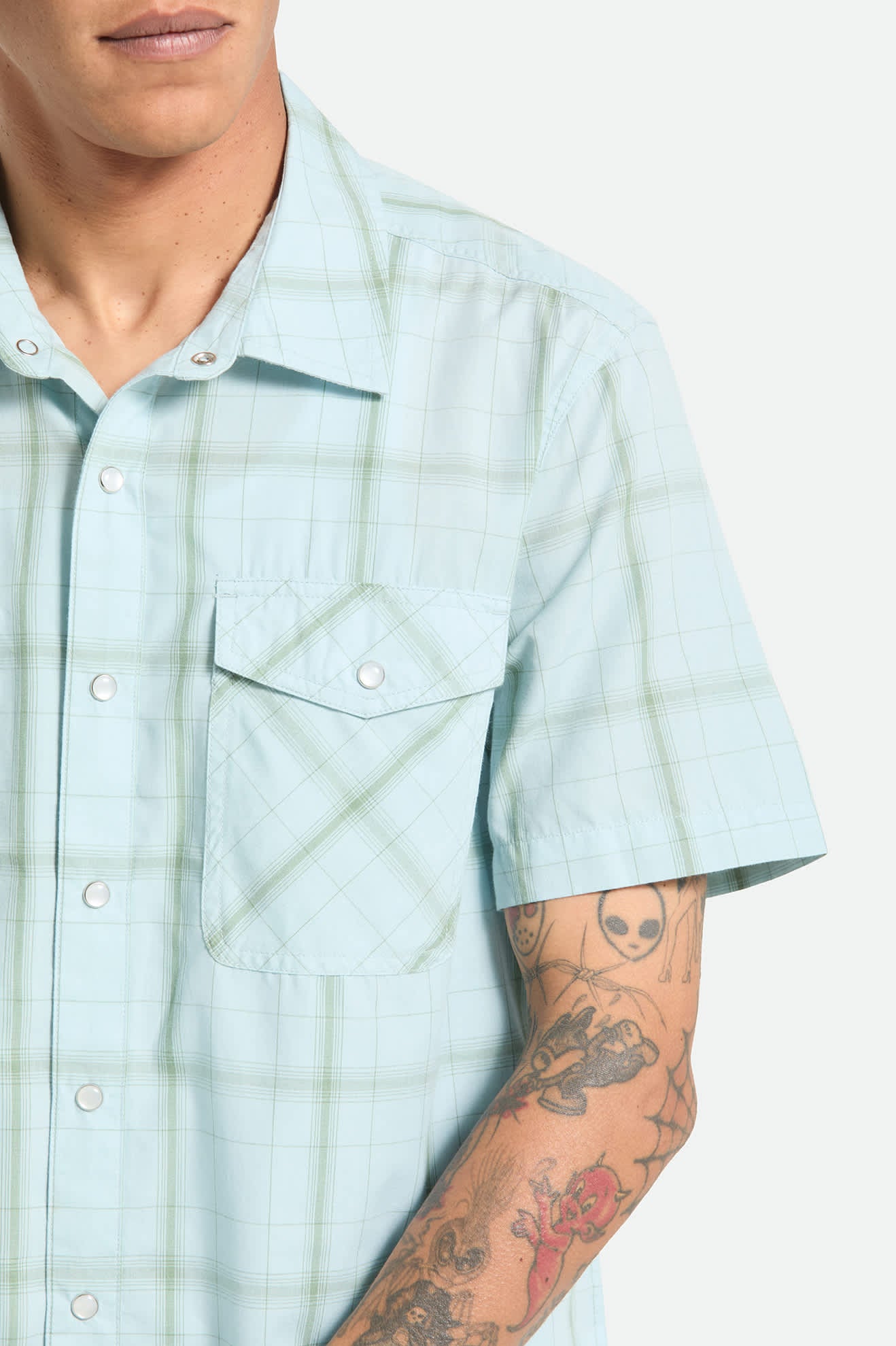 brixton-breezy-wayne-kurzarmhemd-seafoam-plaid-karo image 5