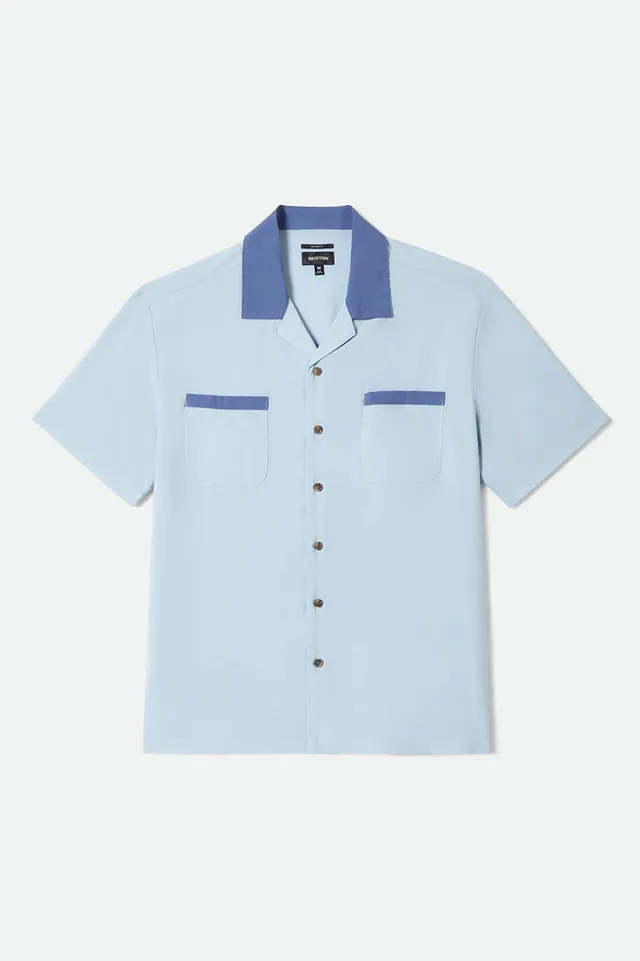 brixton-lafayette-kurzarmhemd-herren-blue-aura-viskose image 1