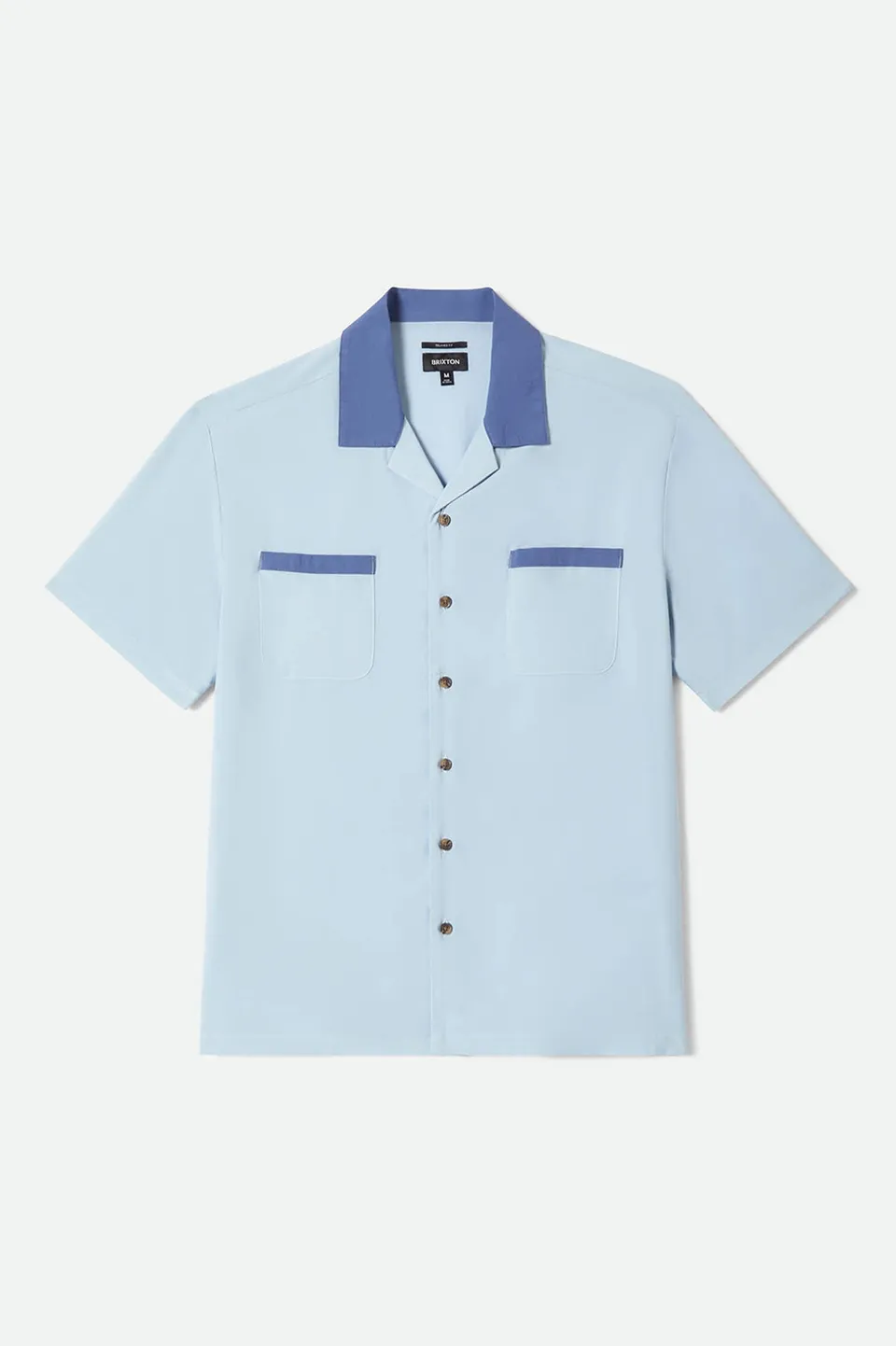 brixton-lafayette-kurzarmhemd-herren-blue-aura-viskose image 1