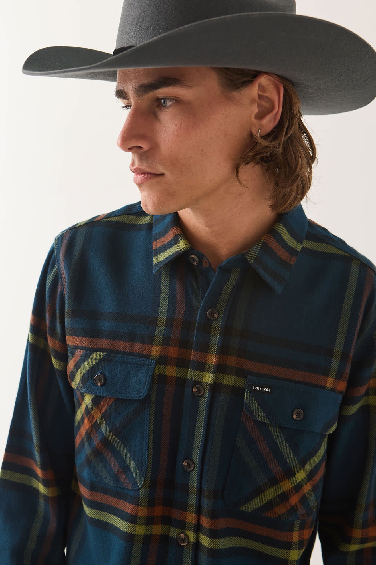 brixton-bowery-flannel-hemd-marine-blue image 4