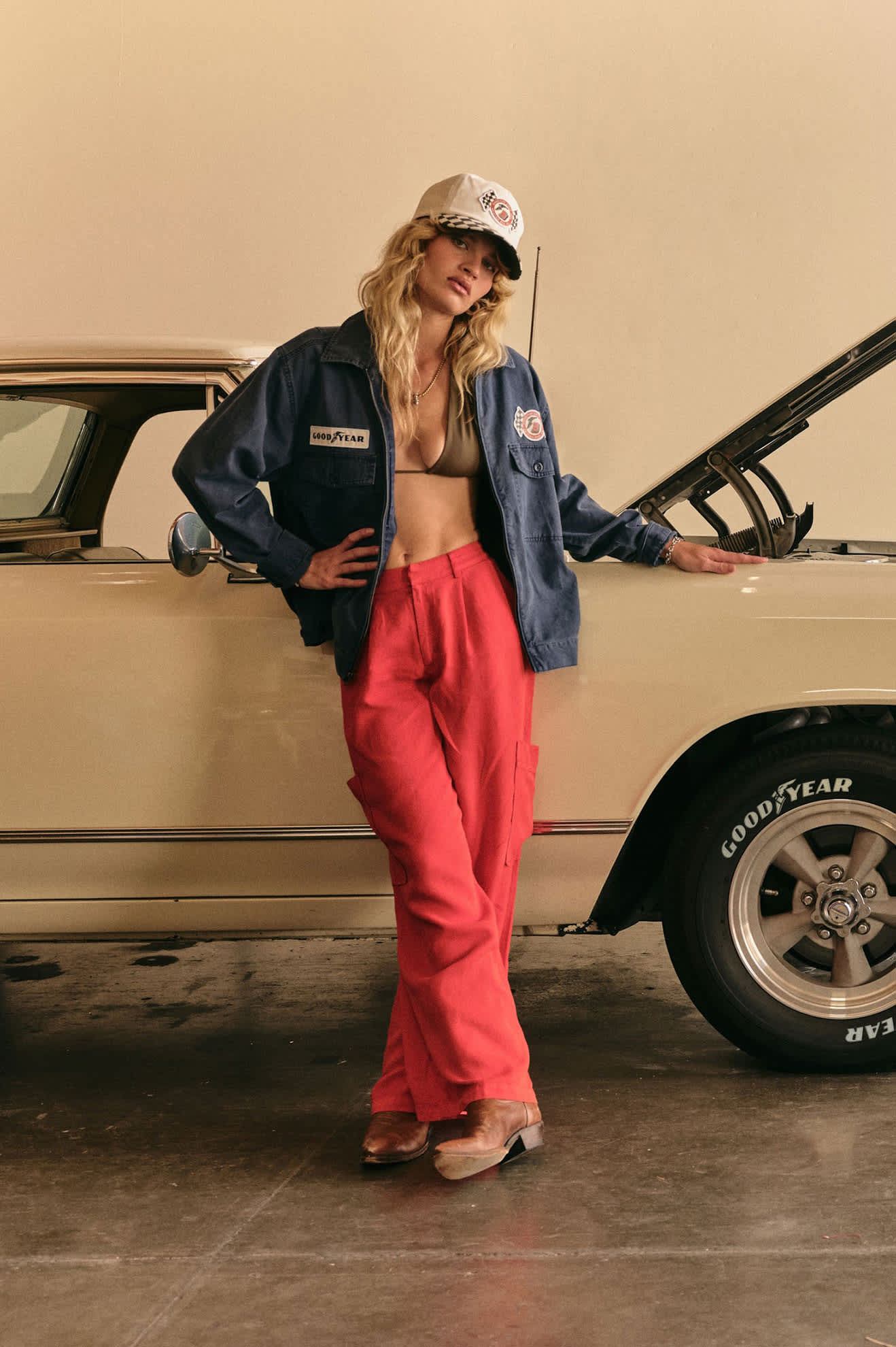 brixton-goodyear-speedway-snapback-cap-off-white-patch-retro image 3
