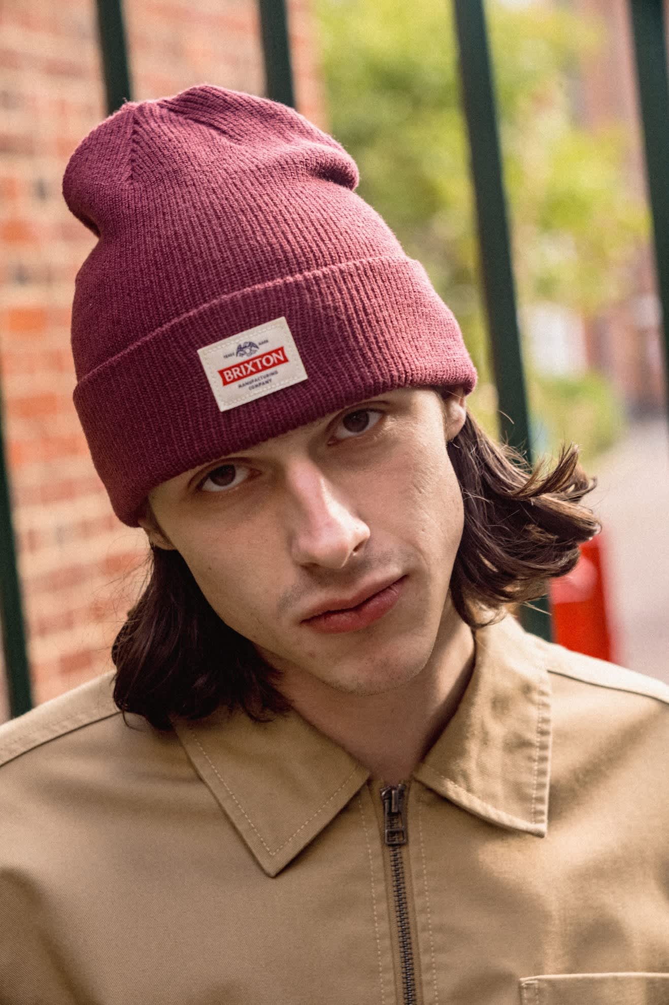 brixton-trademark-beanie-dark-brick-strickm-tze-recycelt image 2