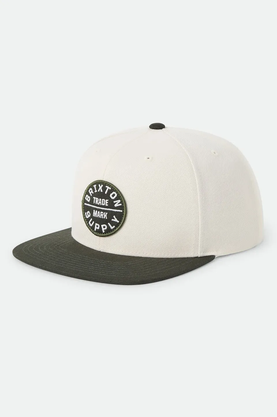 brixton-oath-iii-snapback-wax-paper-dark-olive-patch-cap image 1