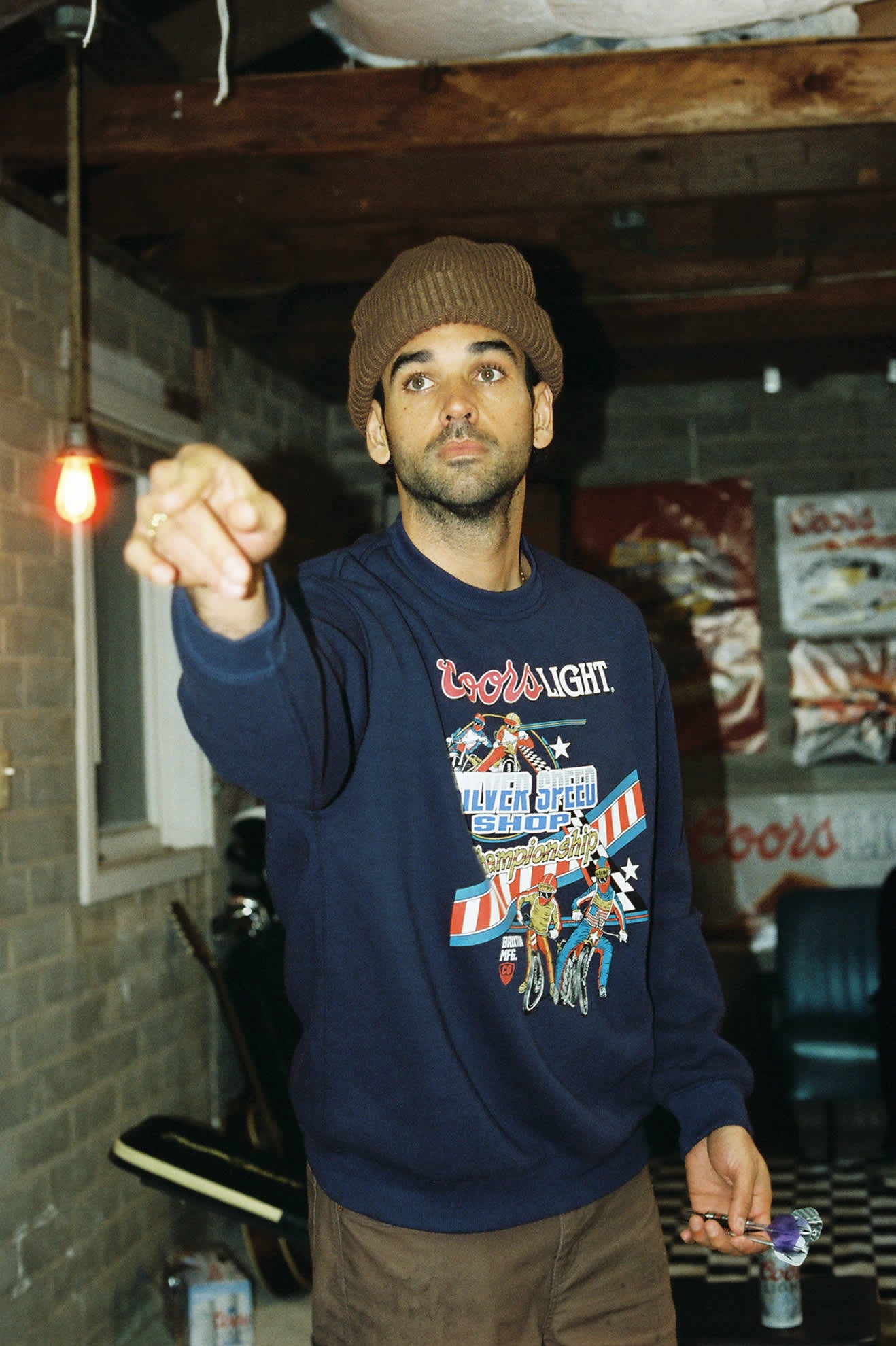 brixton-coors-light-berm-crew-sweatshirt-navy image 2