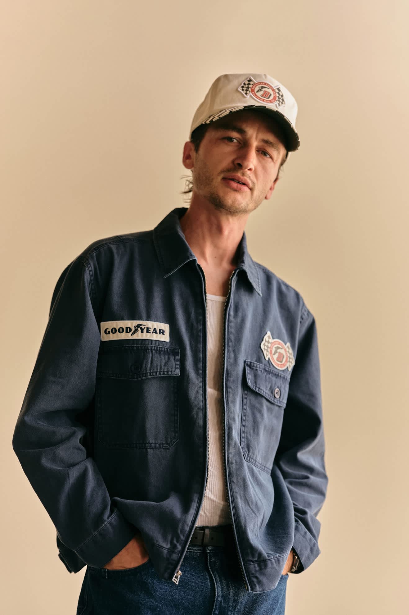 brixton-goodyear-speedway-snapback-cap-off-white-patch-retro image 2