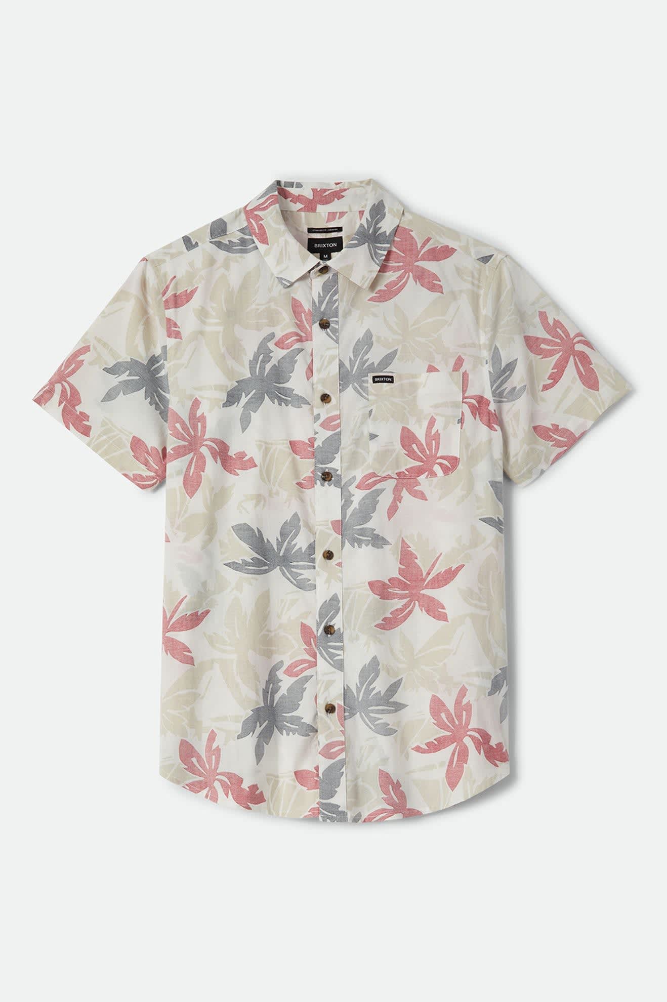 brixton-charter-print-kurzarmhemd-off-white-palm-floral image 1