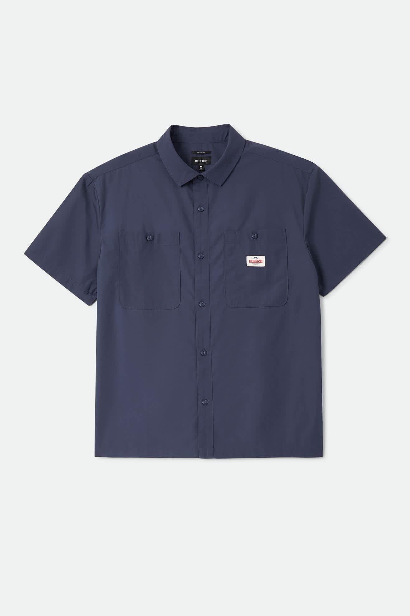brixton-trademark-kurzarm-hemd-washed-navy-twill image 1
