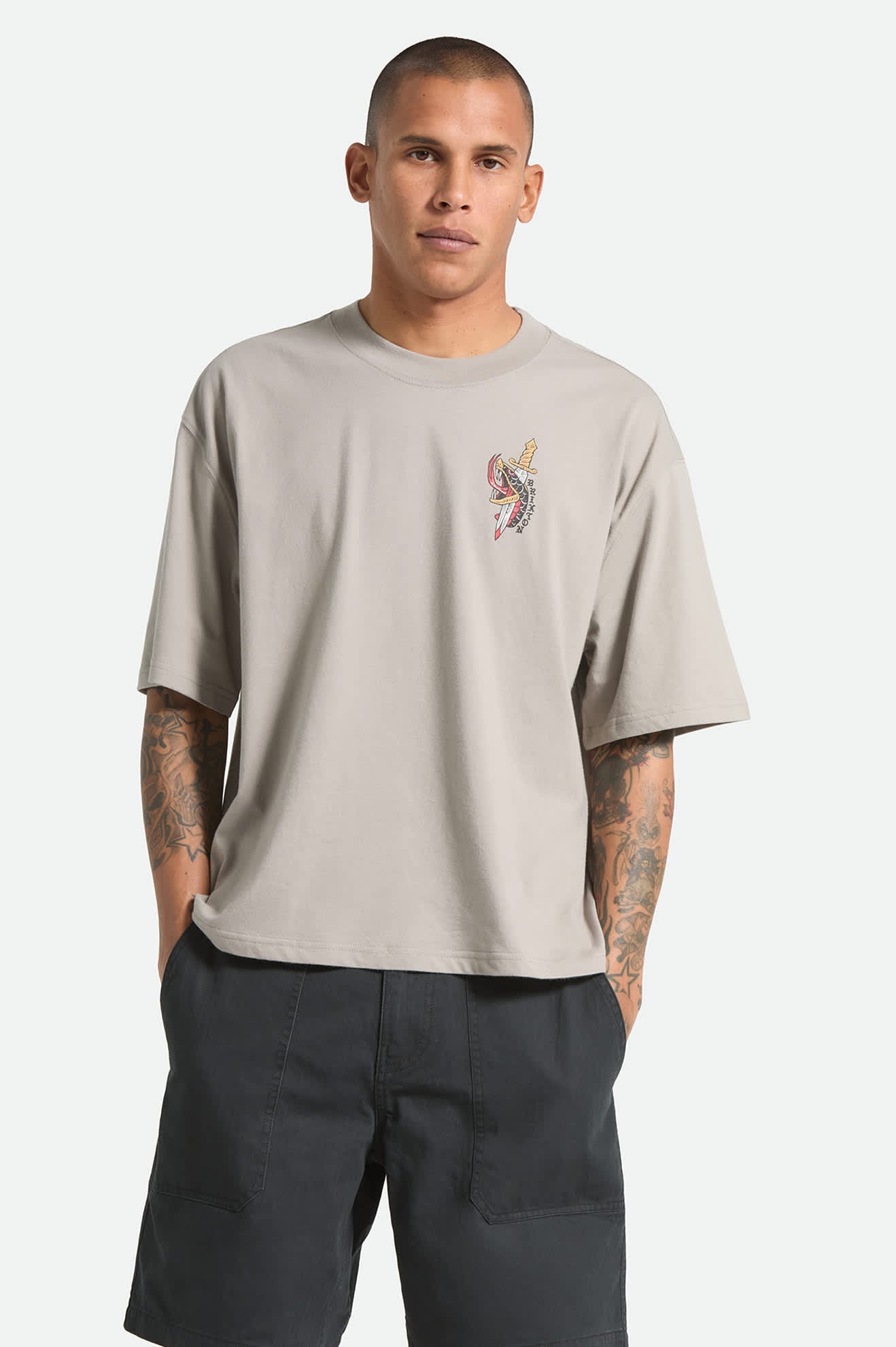 brixton-sword-crop-t-shirt-pebble-stone-damen-boxed image 2