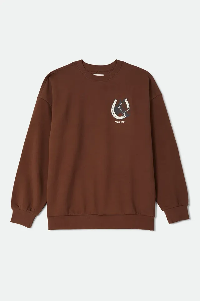 brixton-evil-eye-horseshoe-oversized-crew-pinecone-brown image 1
