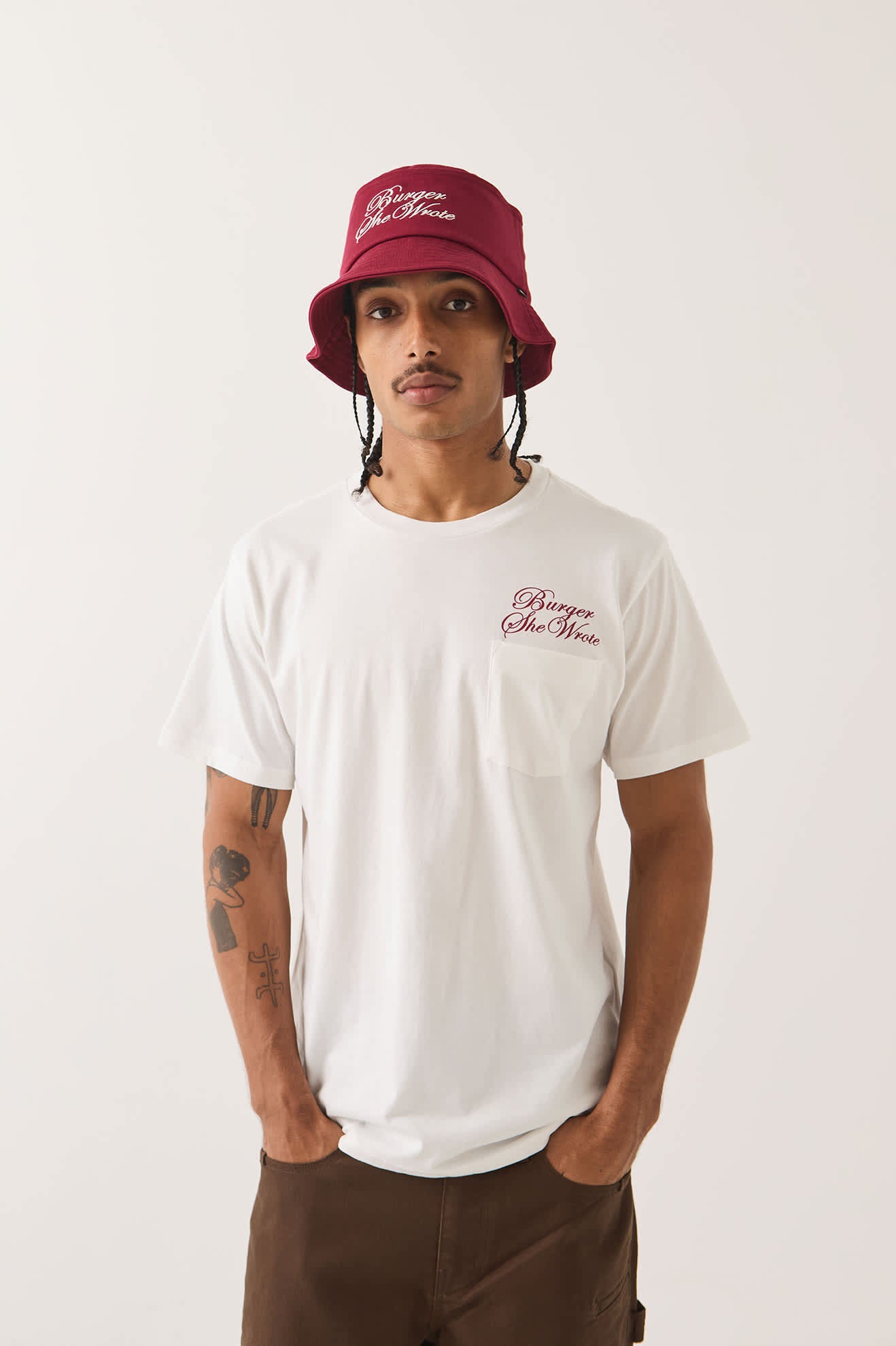 brixton-burger-she-wrote-bucket-hat-burgundy image 2