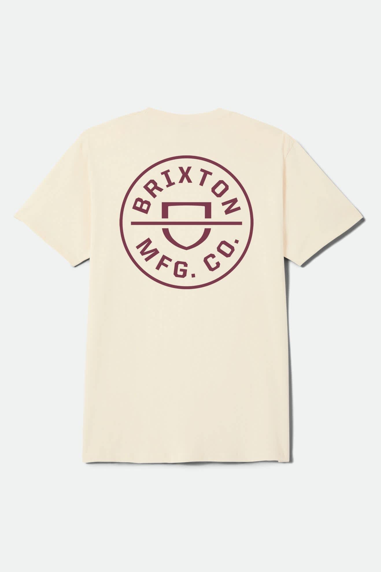 brixton-crest-t-shirt-cream-mahogany-baumwolle image 1