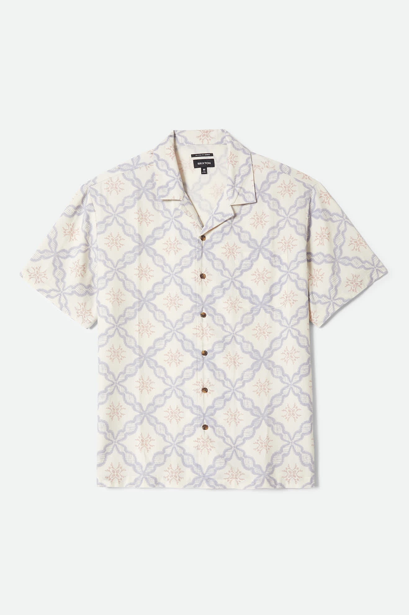 brixton-bunker-slub-kurzarm-hemd-off-white-blue-tile image 1
