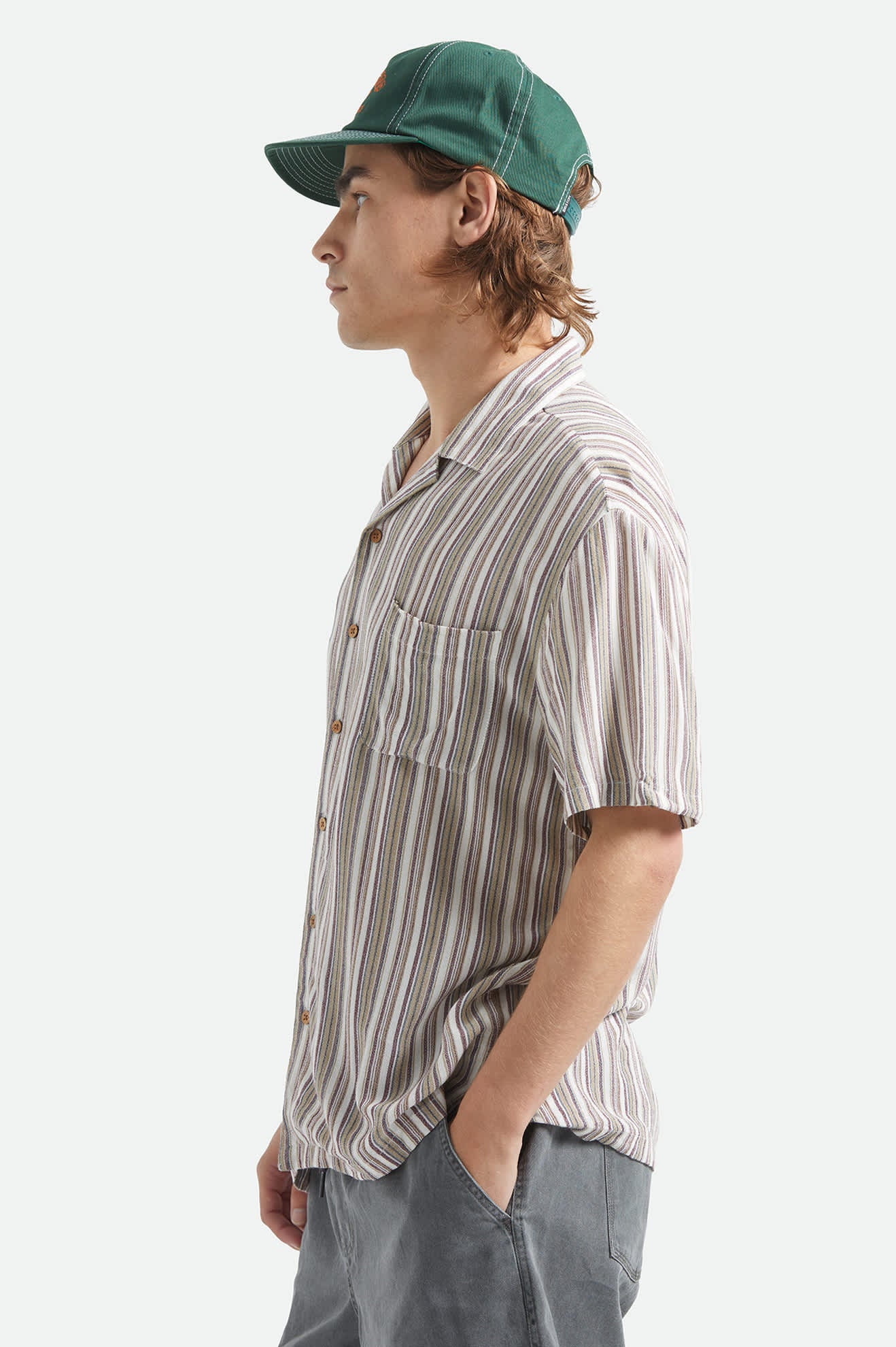 brixton-bunker-twisted-stripe-kurzarmhemd-robust-red-viskose image 3