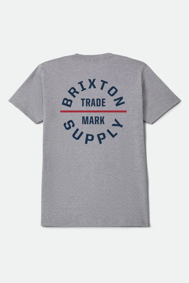 brixton-oath-standard-t-shirt-heather-grey-navy-red image 1