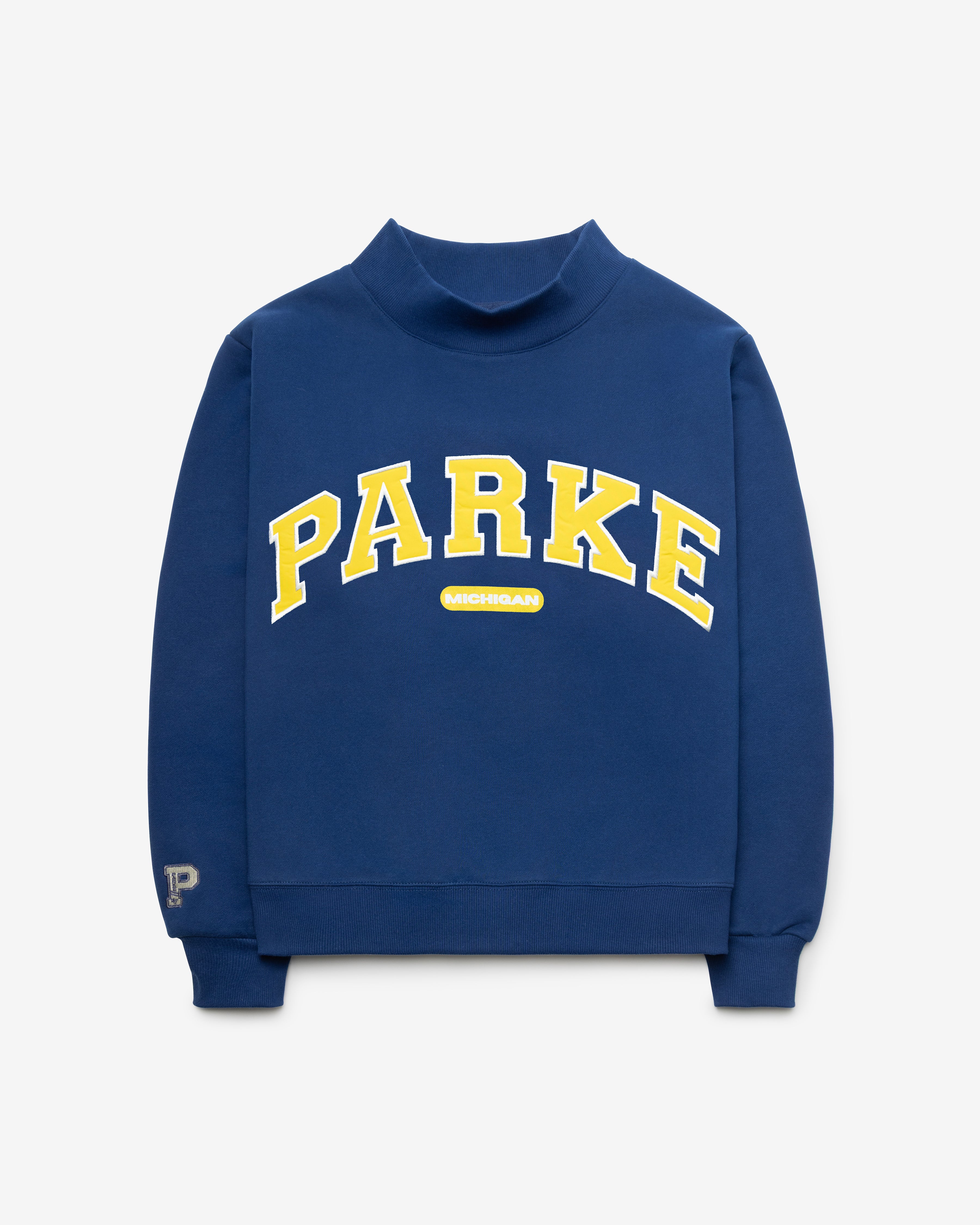 47-brand-headline-crew-michigan-mockneck-sweatshirt-navy image 2