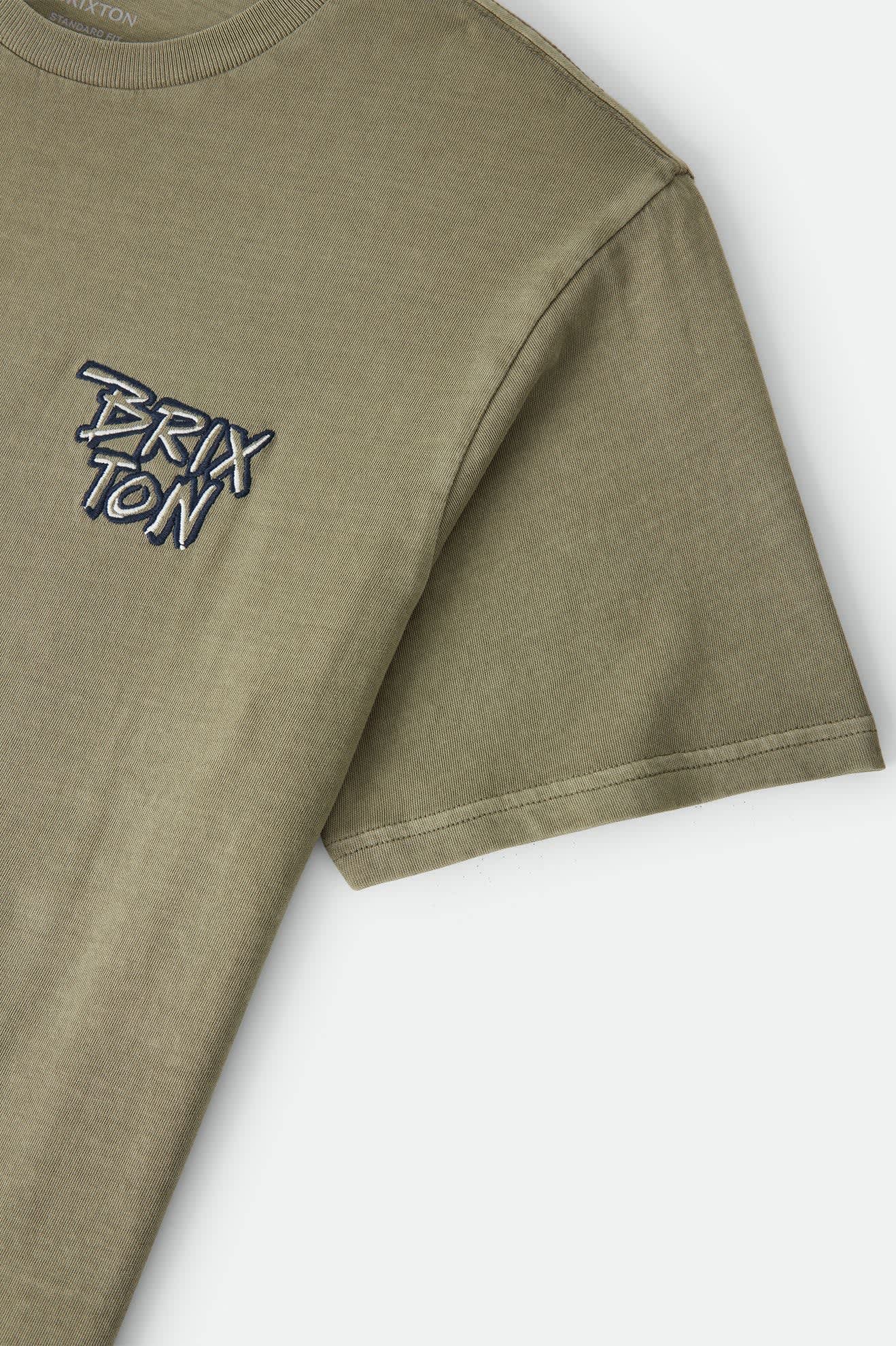 brixton-rockton-t-shirt-herren-olive-surplus-worn-wash-baumwolle image 4