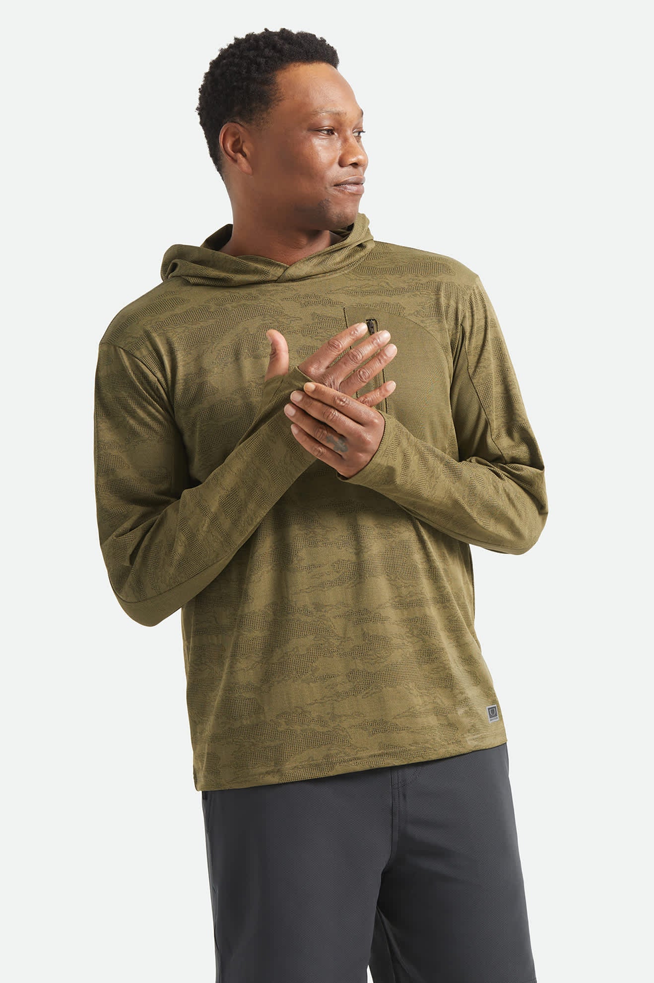 brixton-journey-sun-hoodie-olive-tiger-camo-upf image 5