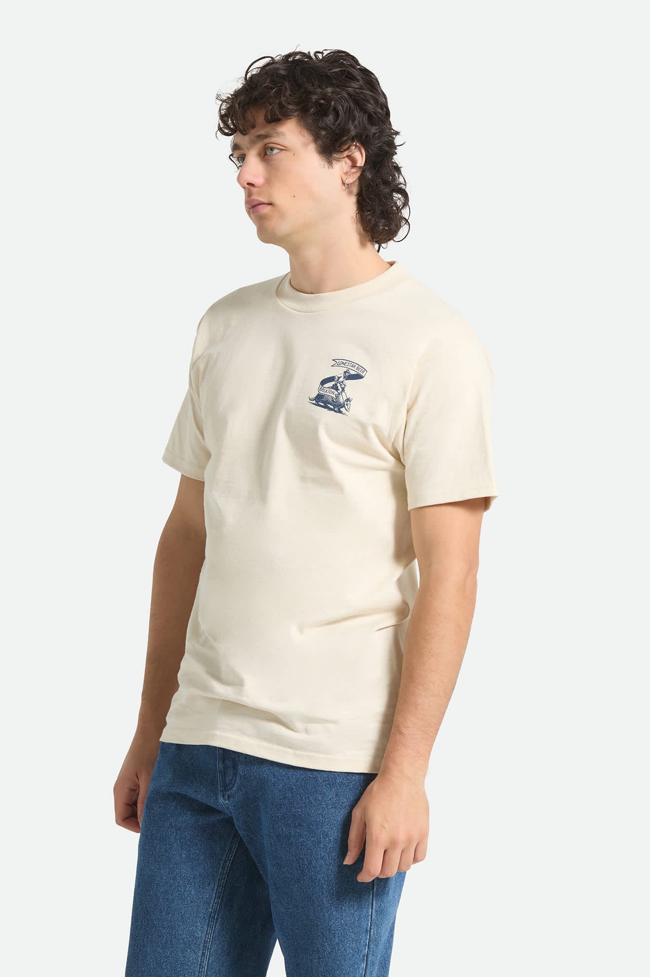 brixton-lone-star-armadillo-t-shirt-herren-creme-mit-backprint image 2