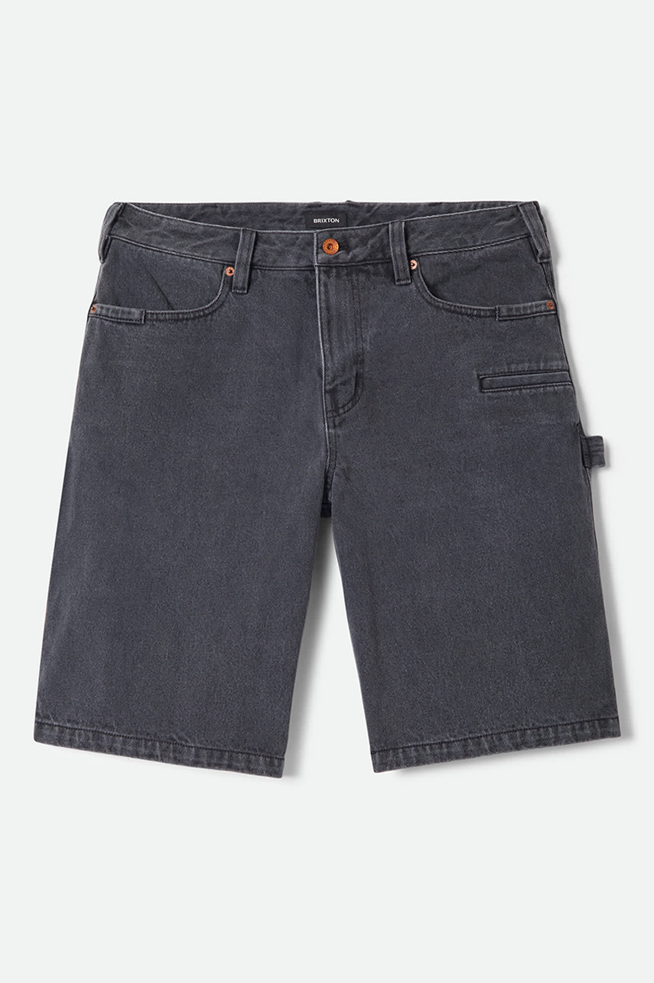 brixton-builders-carpenter-baggy-shorts-washed-black-denim image 1