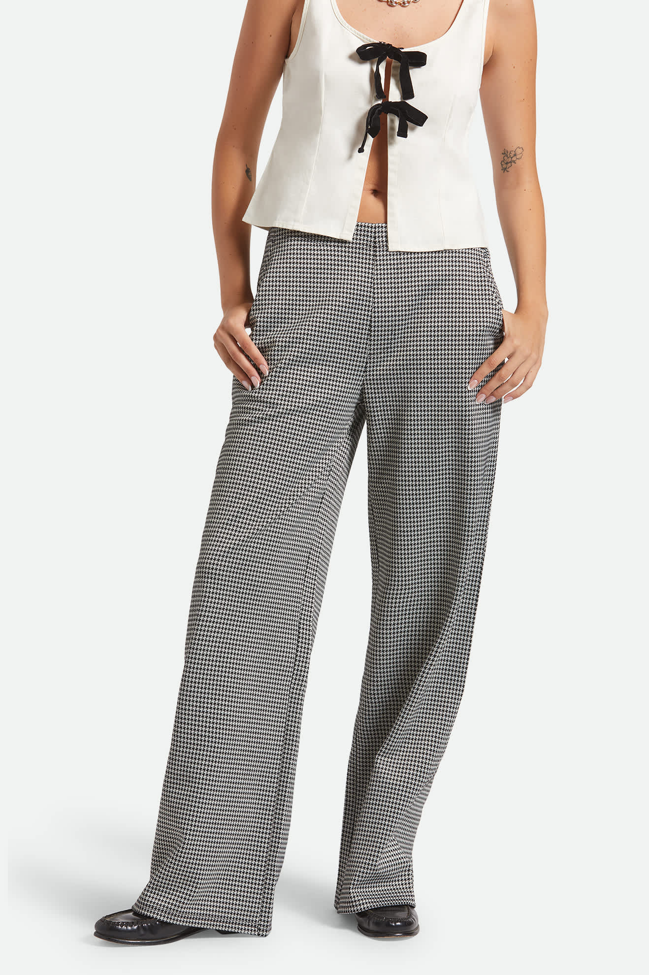 brixton-houndstooth-leisure-trouser-hose-winter-white-black image 1