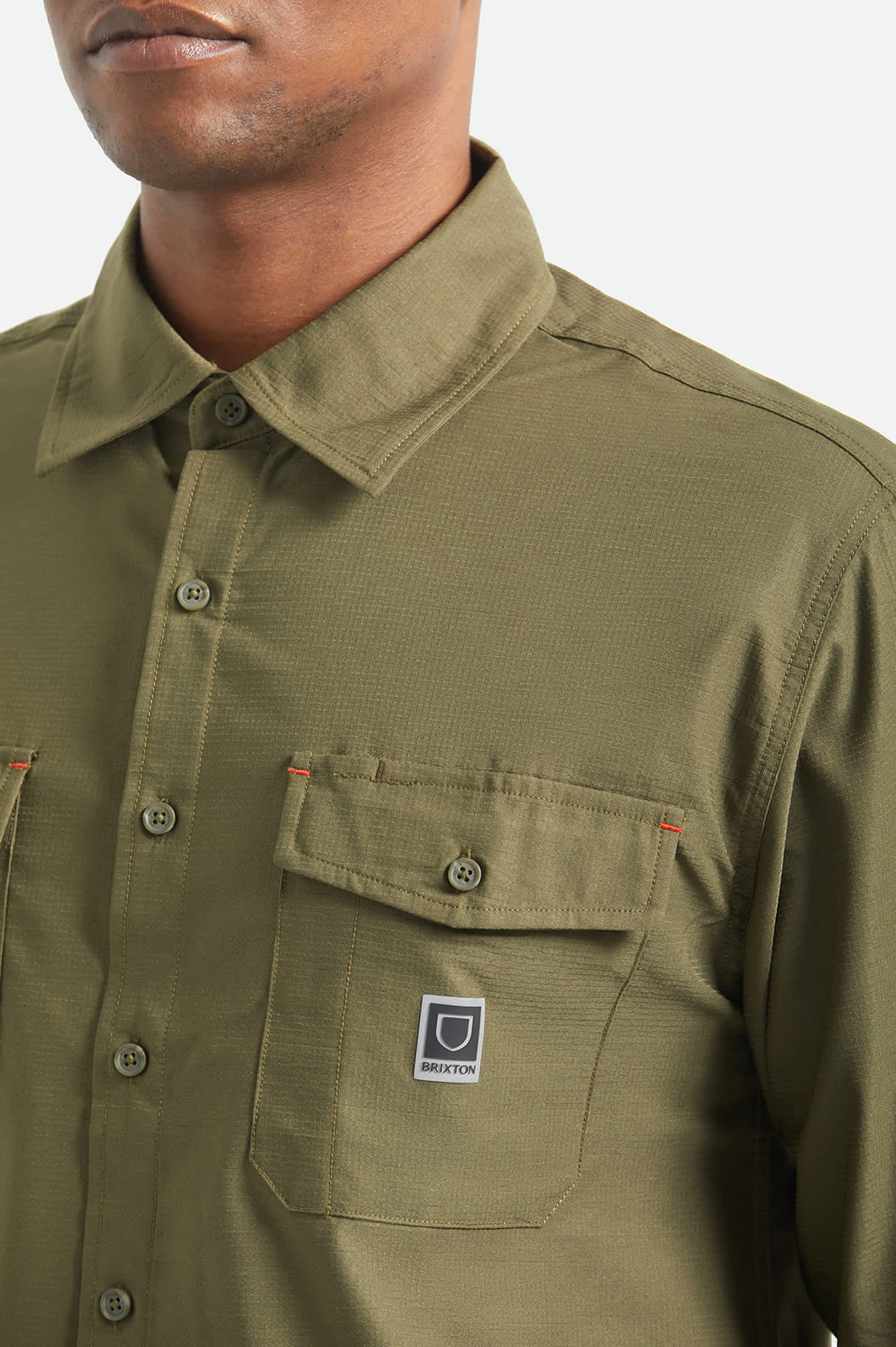 brixton-journey-lightweight-hemd-langarm-dark-olive-polyester image 5