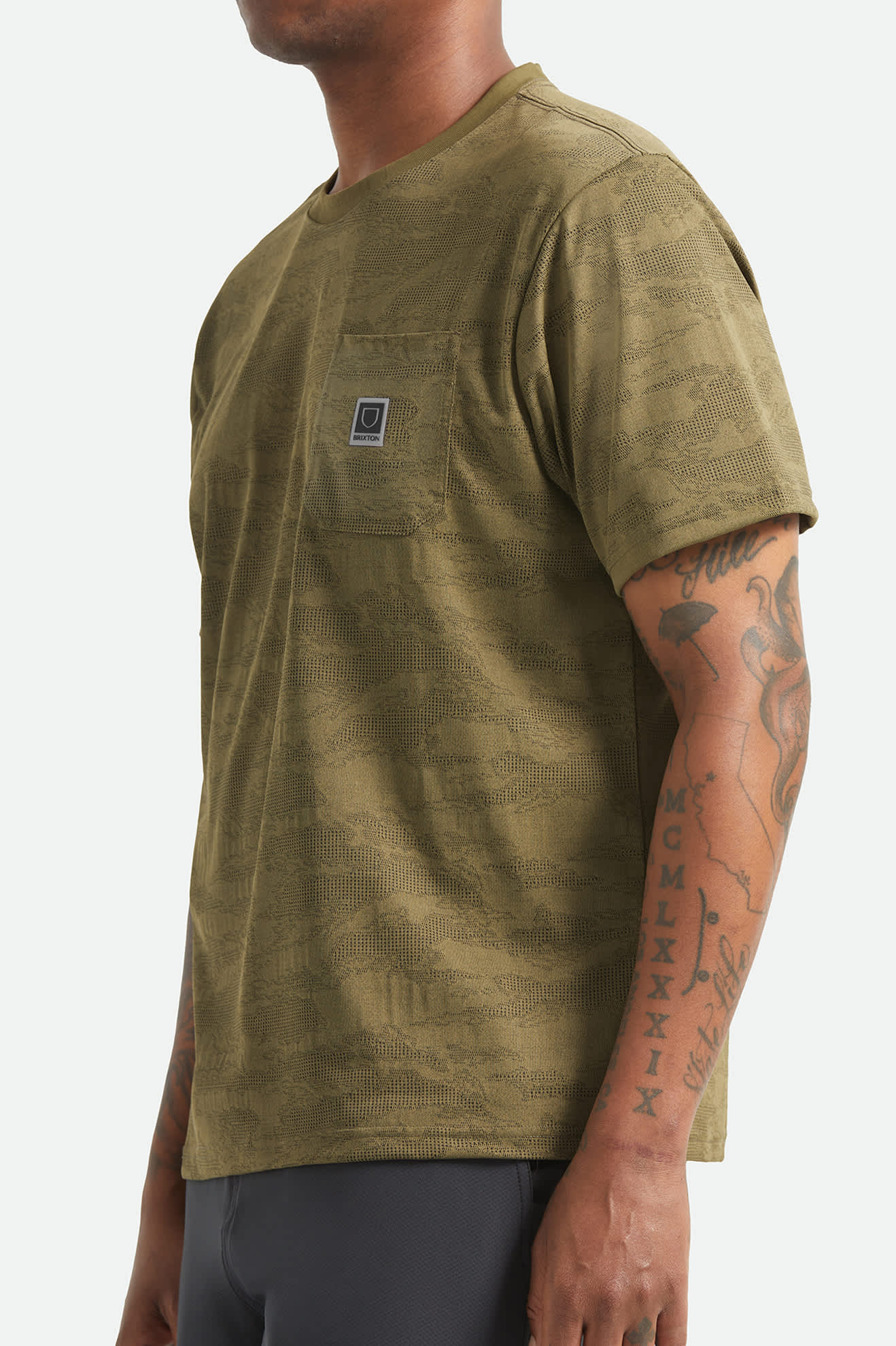 brixton-journey-pocket-t-shirt-olive-tiger-camo image 3