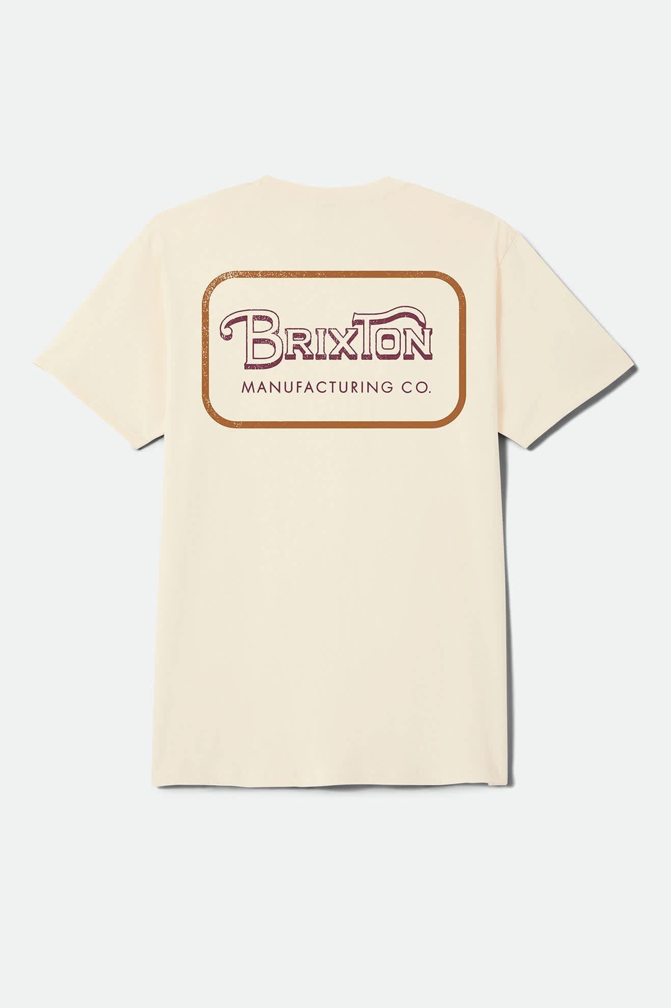 brixton-grade-t-shirt-cream-burgundy-rust-mit-print image 2