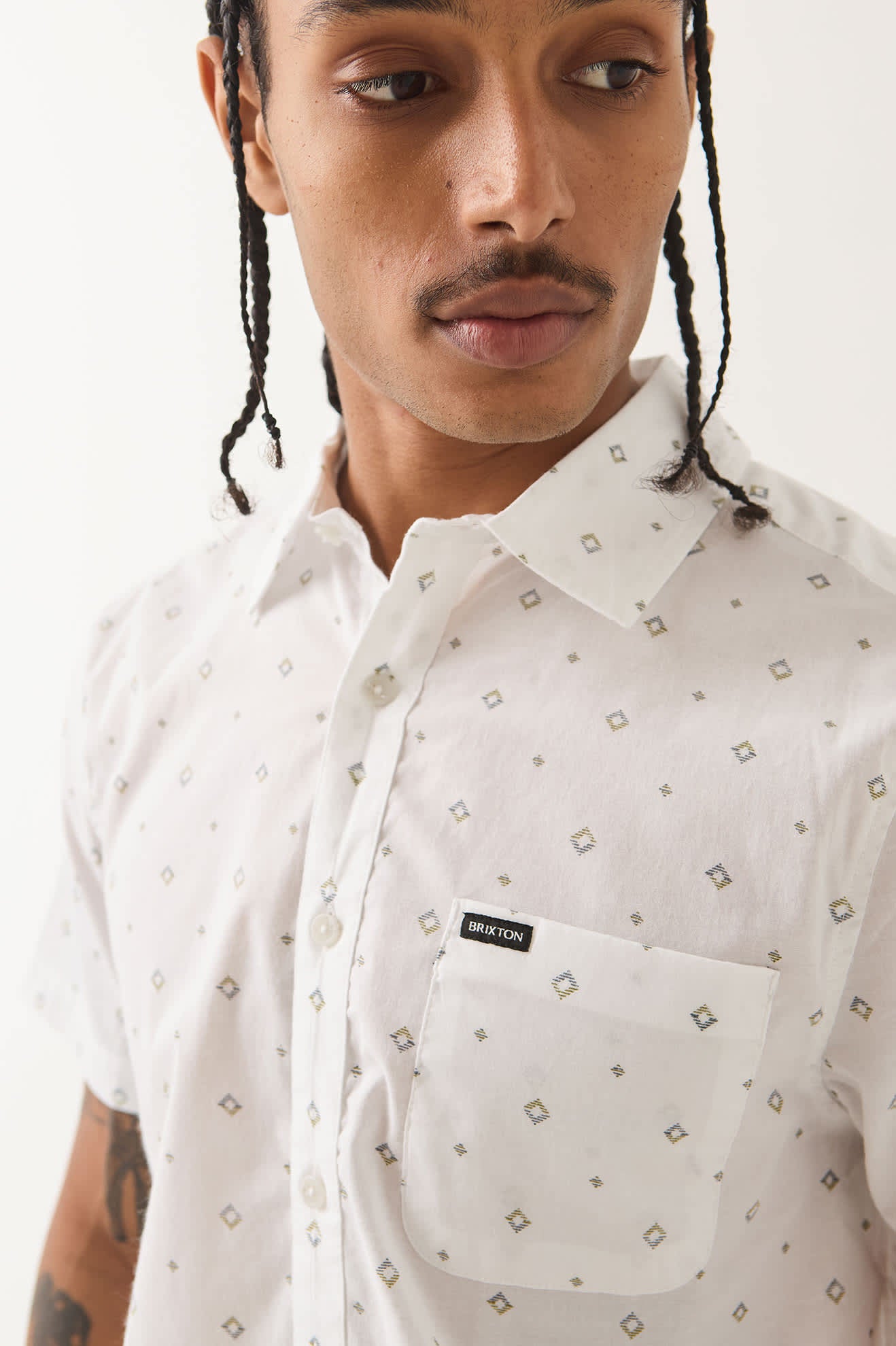 brixton-charter-print-shirt-kurzarm-white-geo-stretch image 5