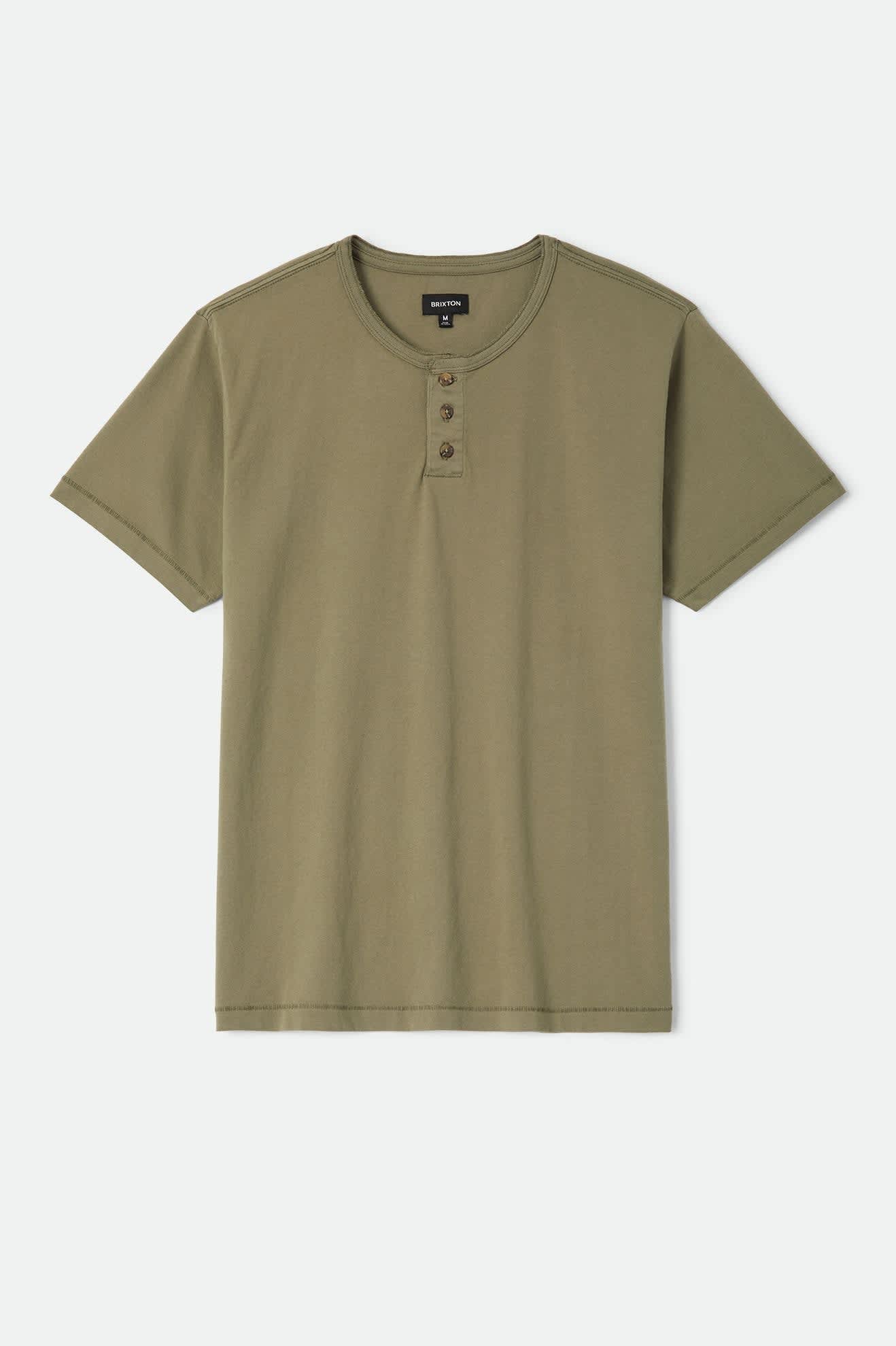 brixton-baseline-henley-t-shirt-olive-surplus-vintage-wash image 1