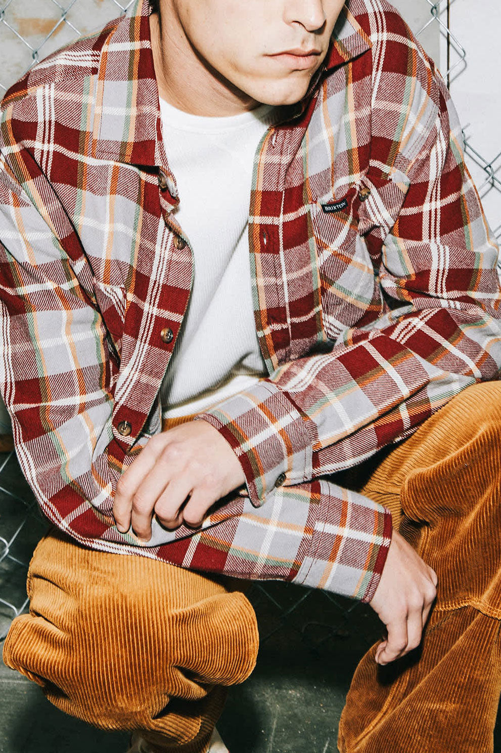 brixton-vintage-wash-flanellhemd-herren-rot-kariert image 2
