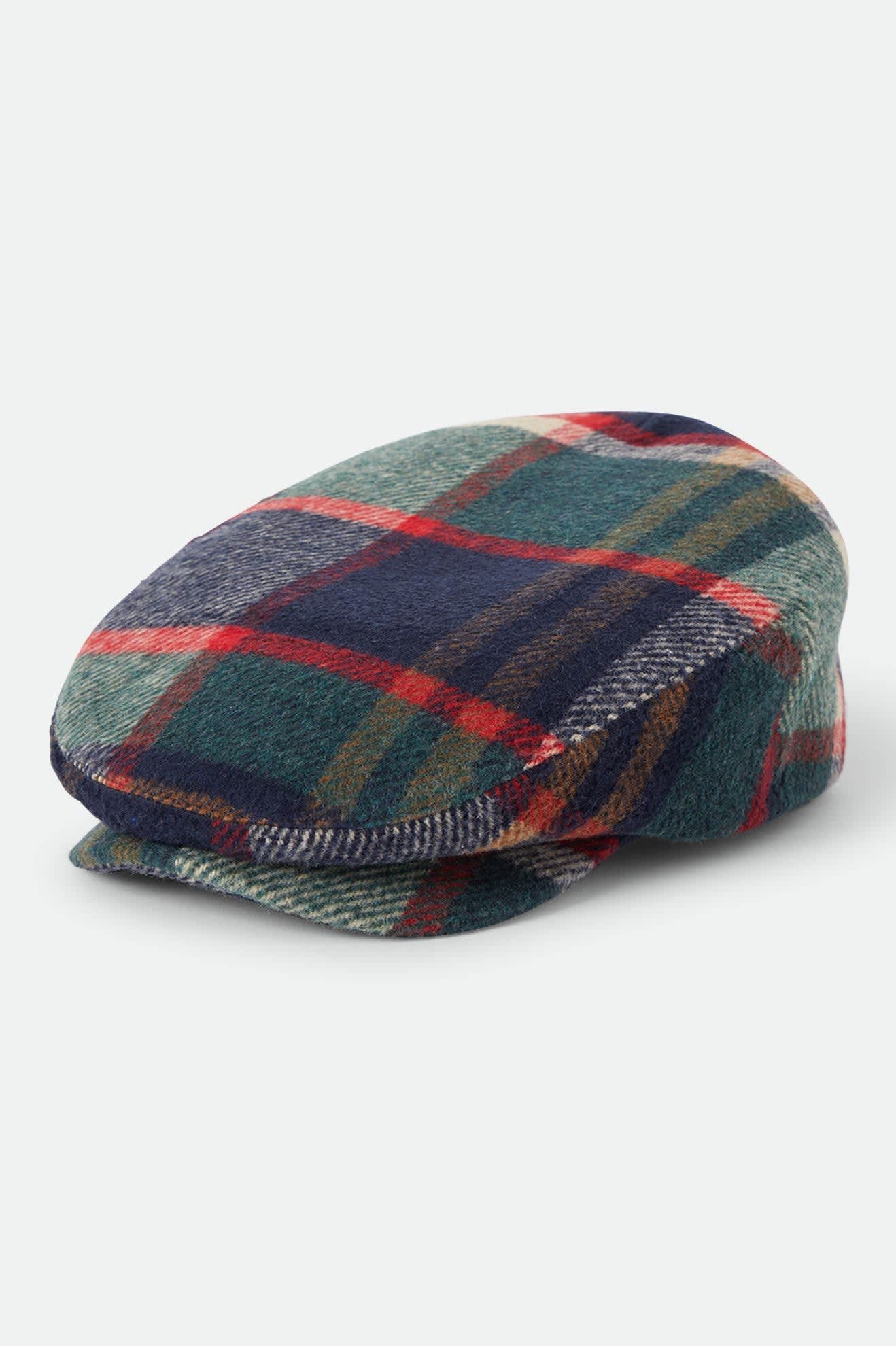 brixton-hooligan-flat-cap-navy-green-red-karo-schieberm-tze image 1