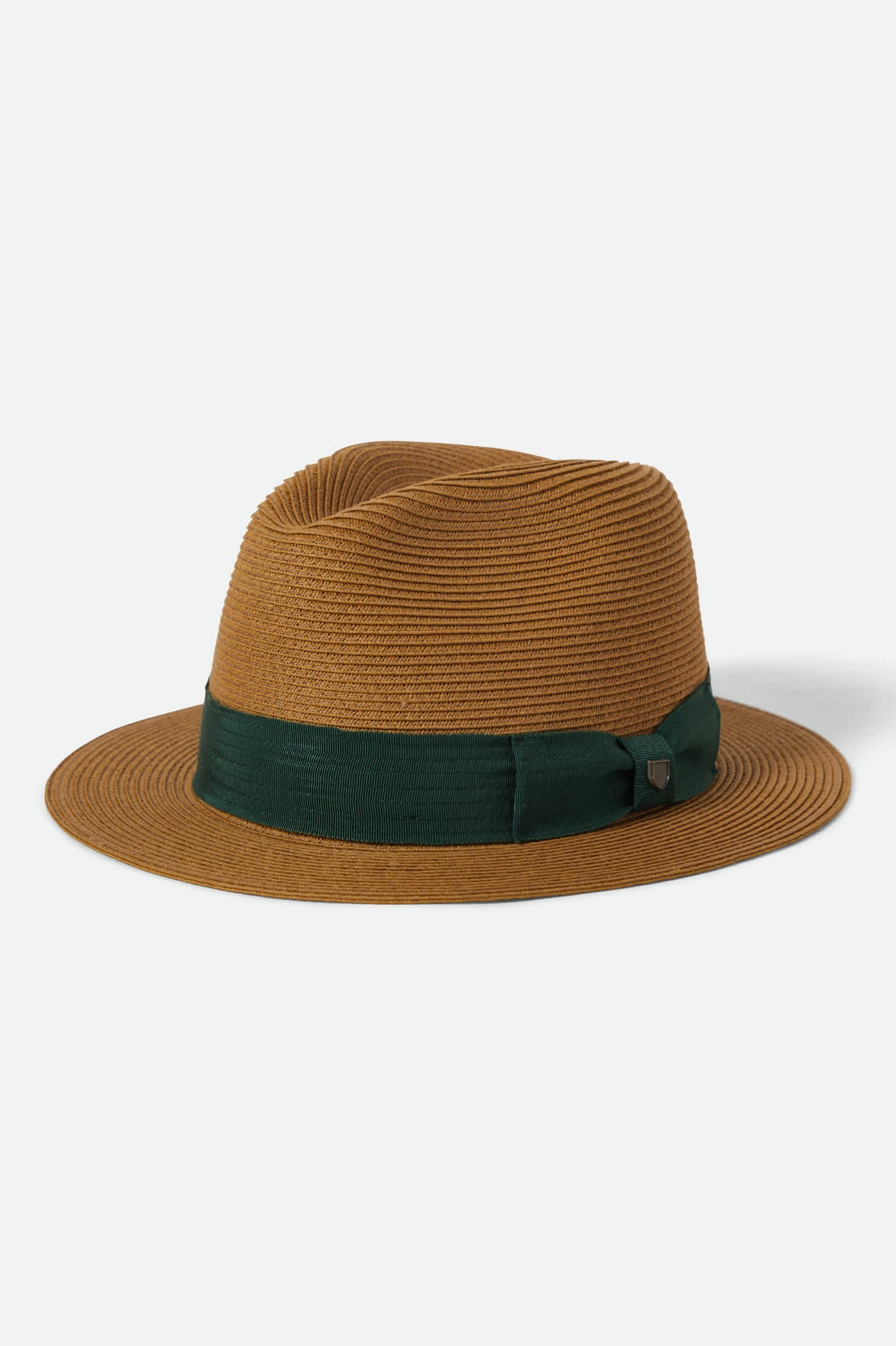 brixton-roma-straw-packable-fedora-dark-tan-primal-green image 1