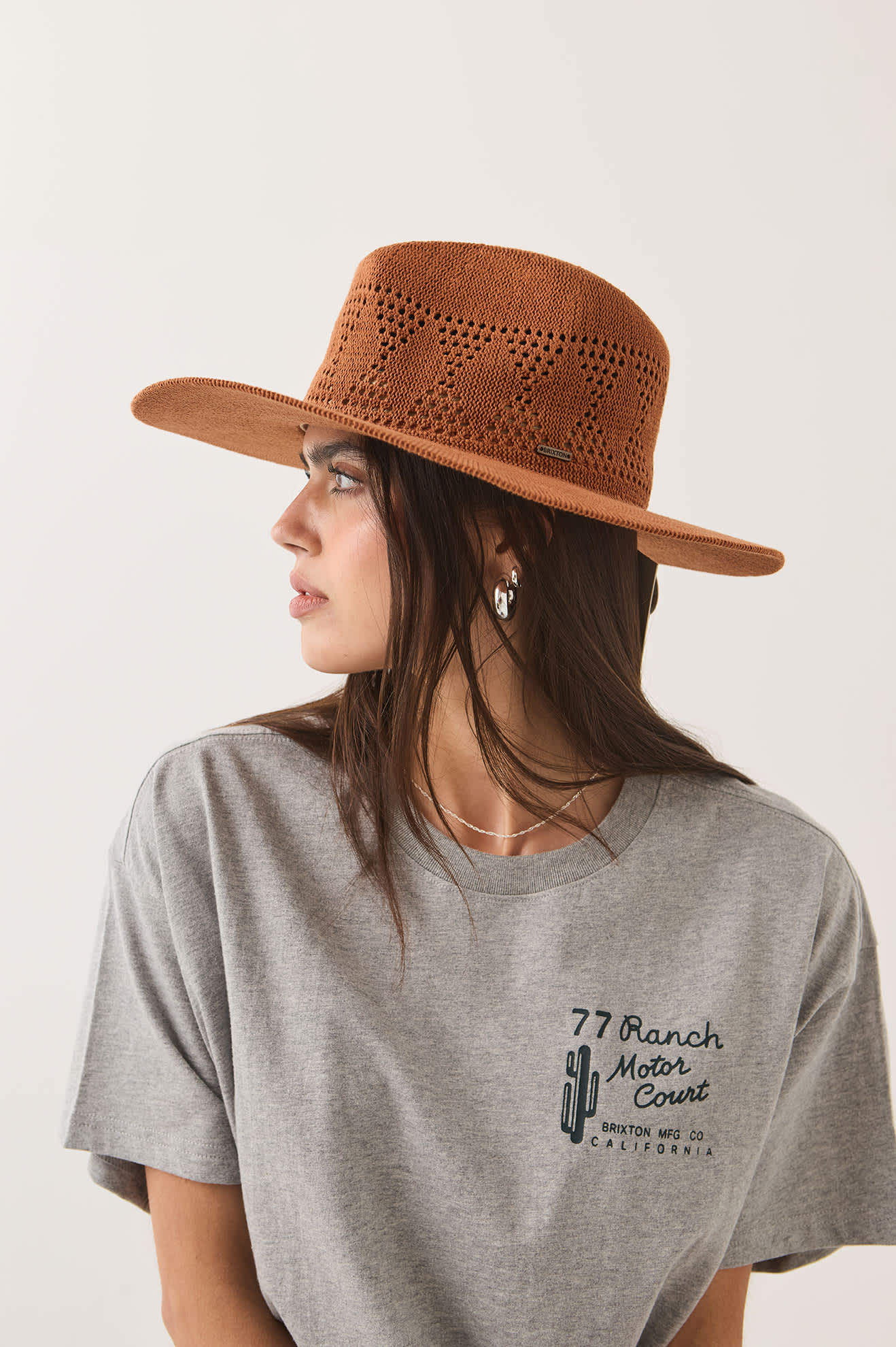 brixton-sophia-knit-packable-fedora-caramel-verstellbar-strickhut image 3