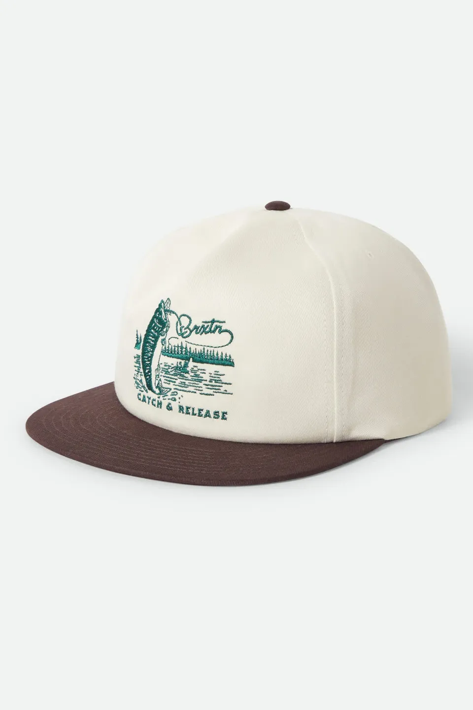 brixton-catch-and-release-snapback-cap-off-white-brown image 1