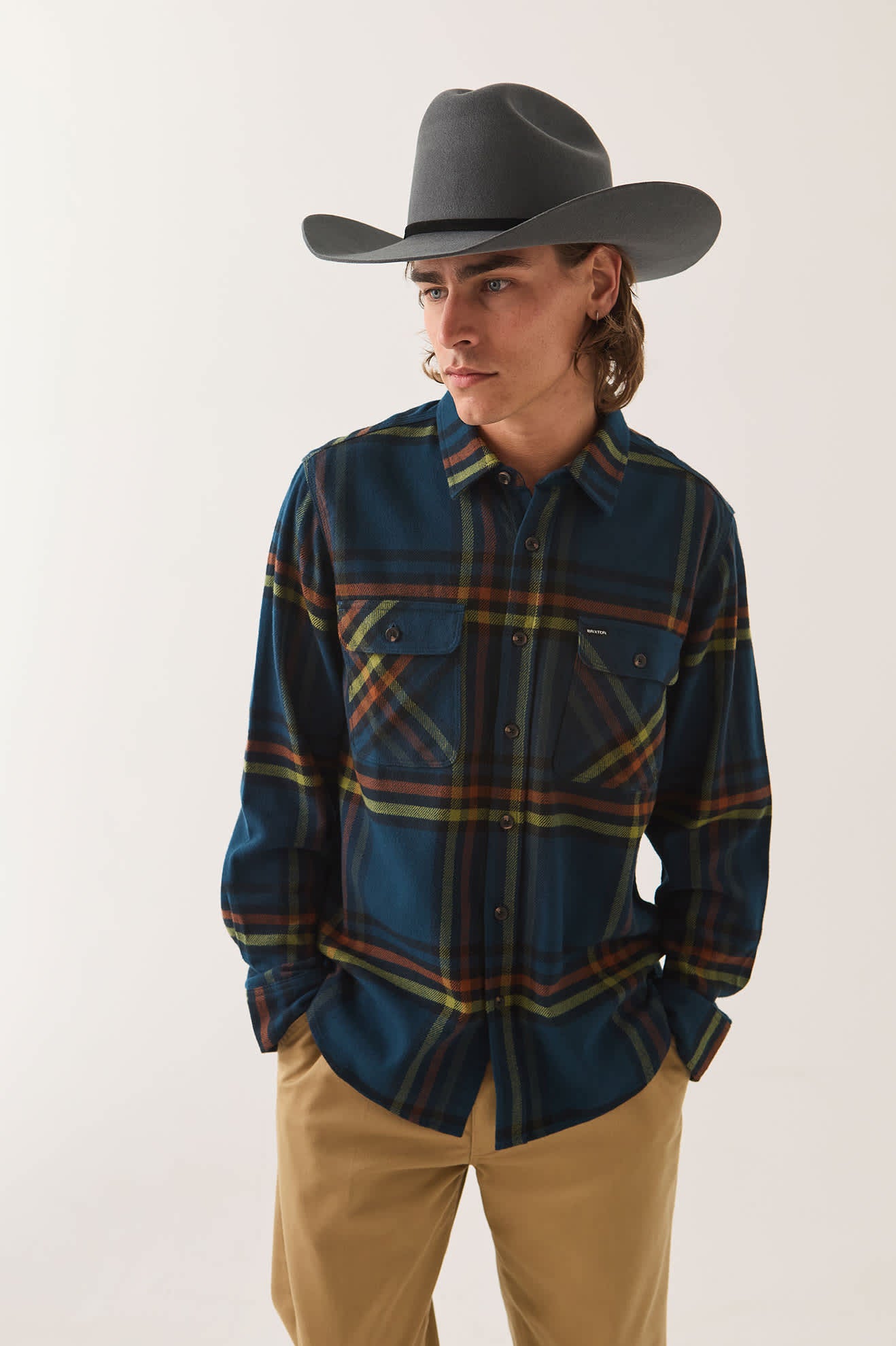 brixton-bowery-flannel-hemd-marine-blue image 1