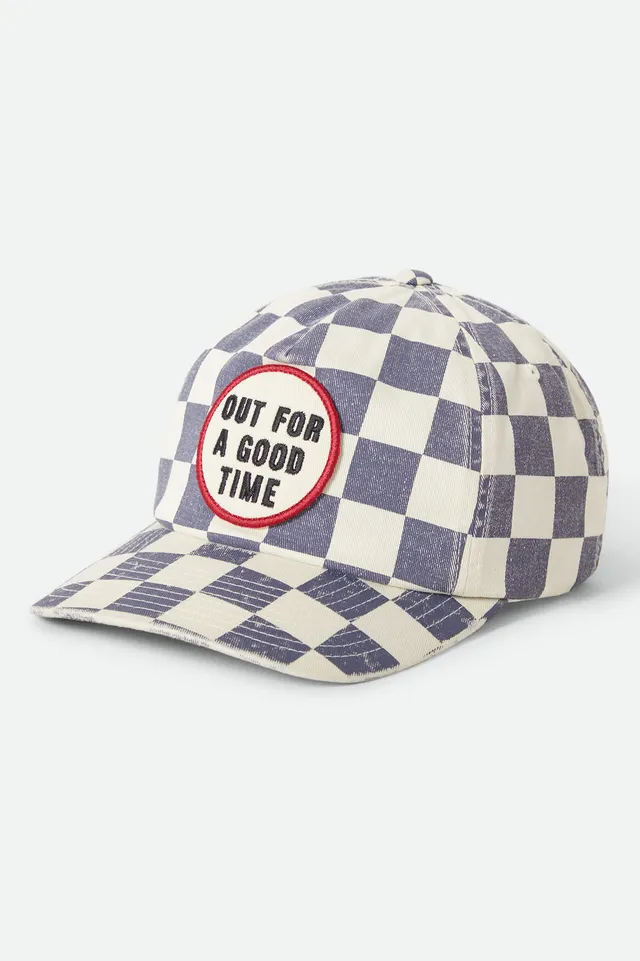 brixton-out-for-a-good-time-cap-navy-gingham-5-panel image 1