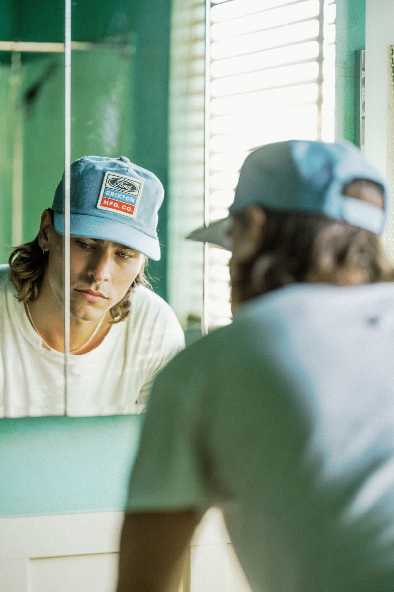 brixton-ford-service-dept-snapback-cap-blue-chambray-baumwolle image 5