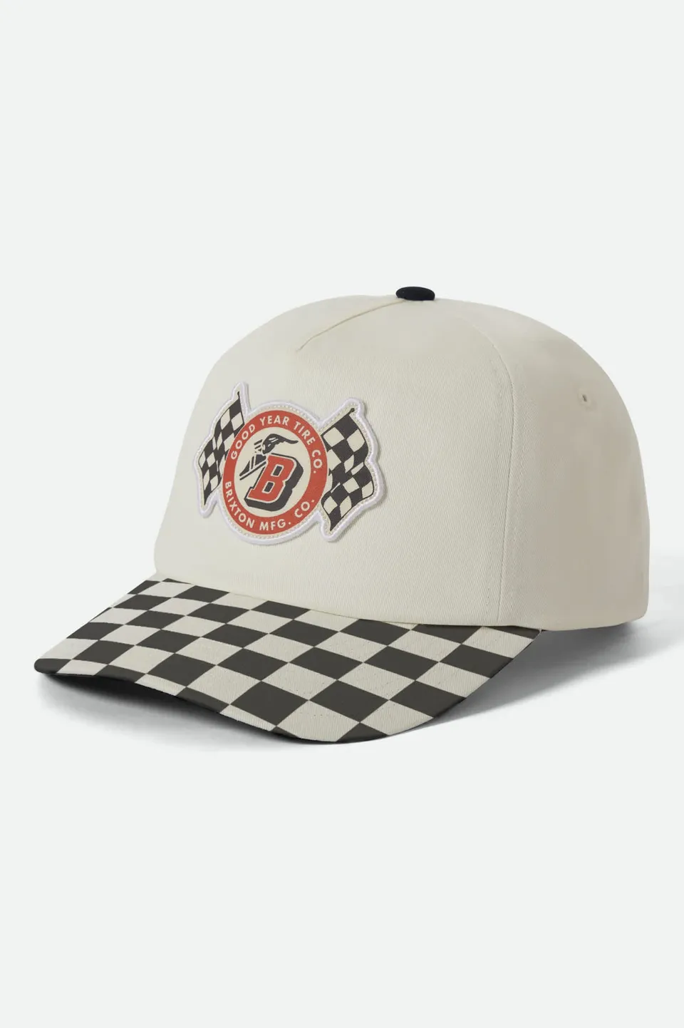 brixton-goodyear-speedway-snapback-cap-off-white-patch-retro image 1