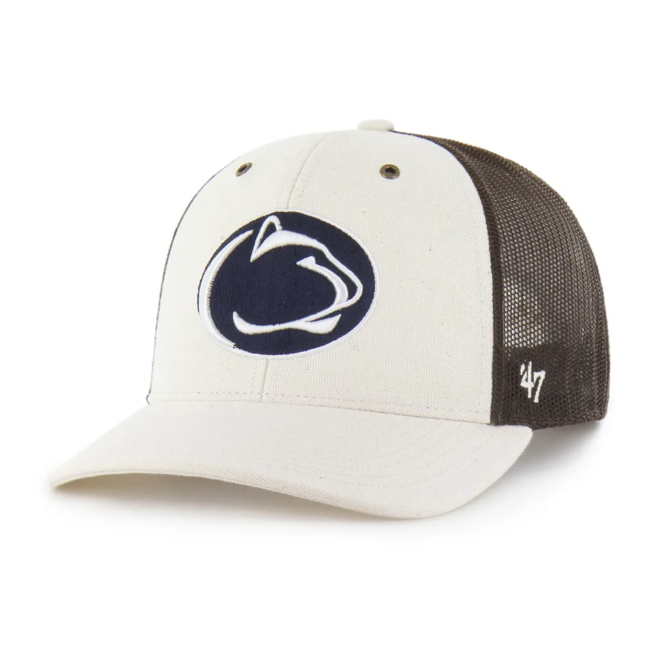 47-brand-penn-state-carhartt-undyed-trucker-cap-natural image 1