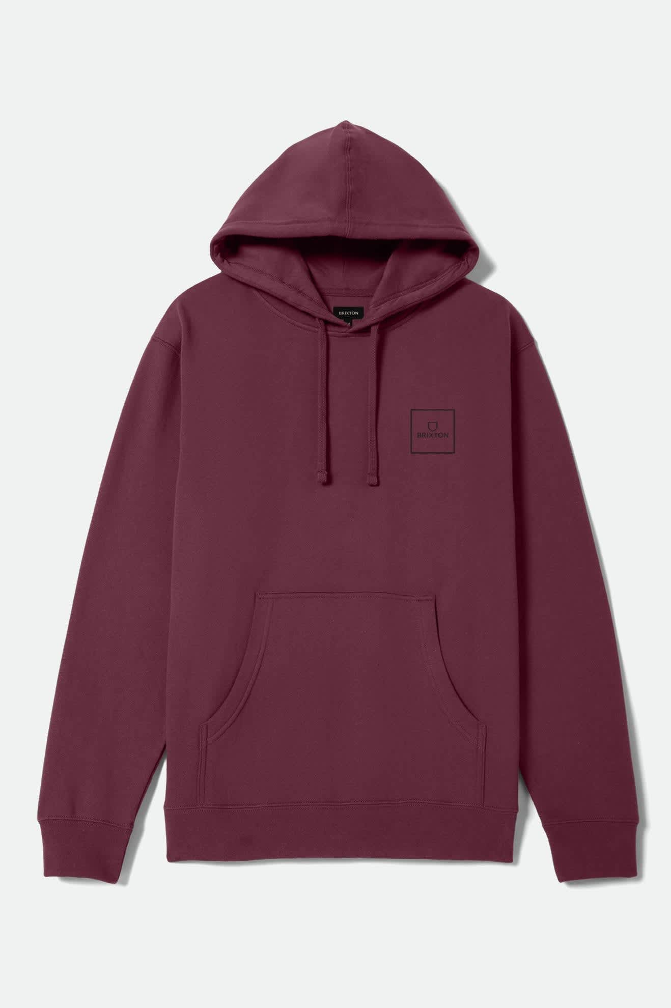 brixton-alpha-square-hoodie-maroon-black-baumwolle image 2