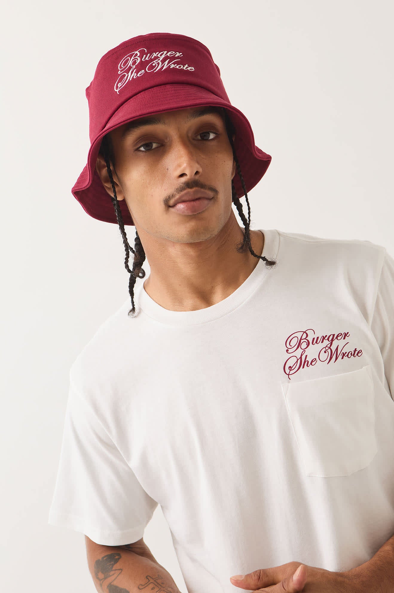 brixton-burger-she-wrote-bucket-hat-burgundy image 5