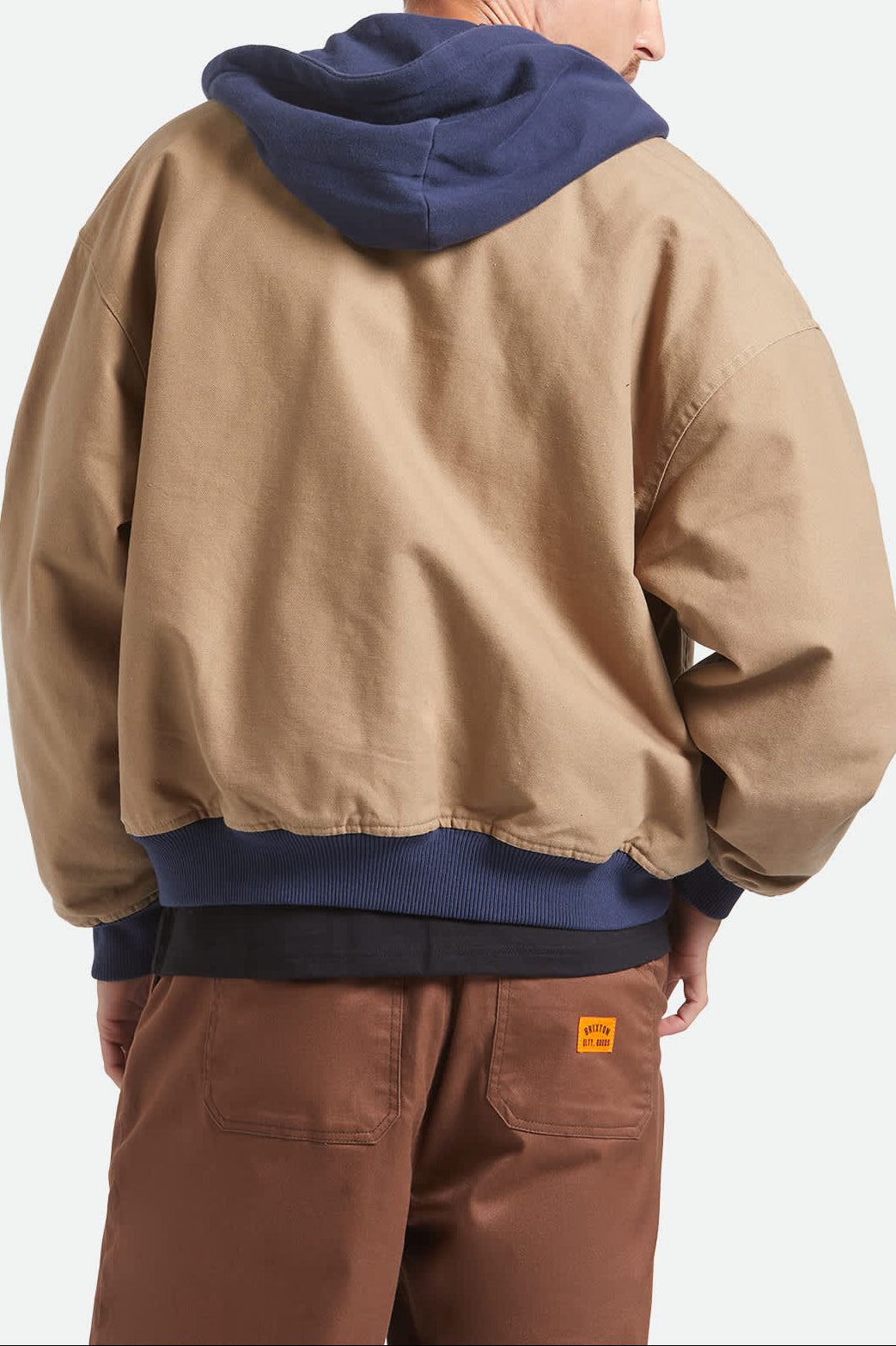 brixton-canvas-hooded-bomber-jacke-khaki-kapuze image 2