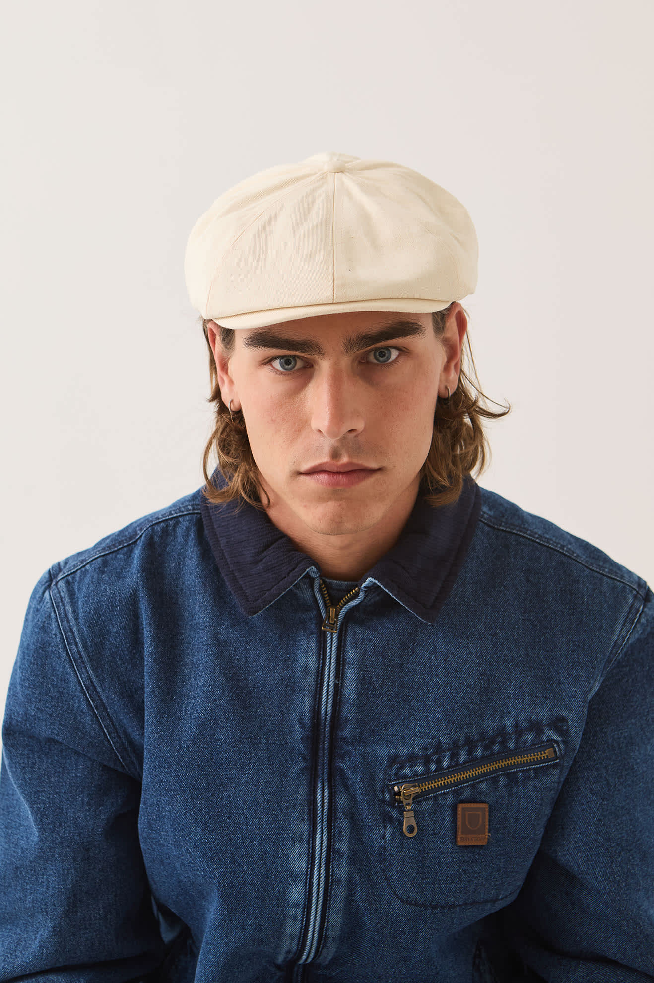 brixton-brood-newsboy-cap-egret-white-canvas image 2