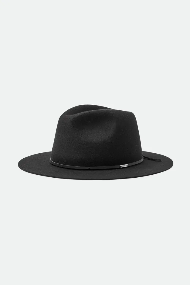brixton-wesley-fedora-black-wollfilzhut-lederband image 1